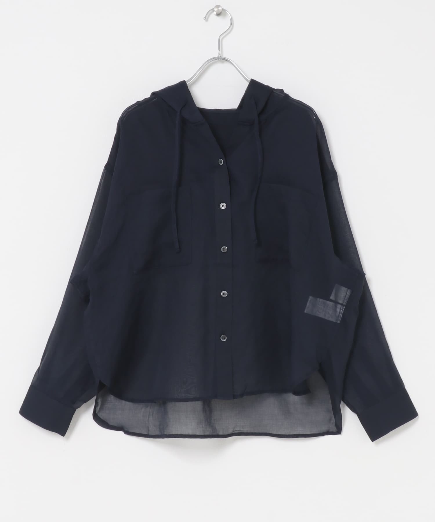 シアーフーディーシャツ NAVY Free