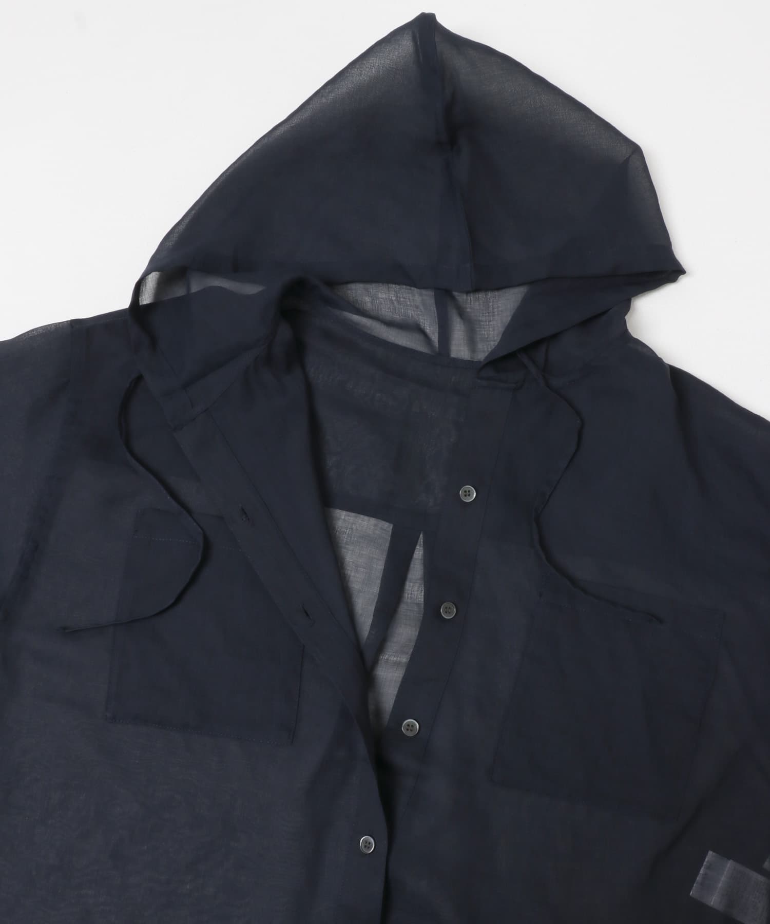 シアーフーディーシャツ NAVY Free