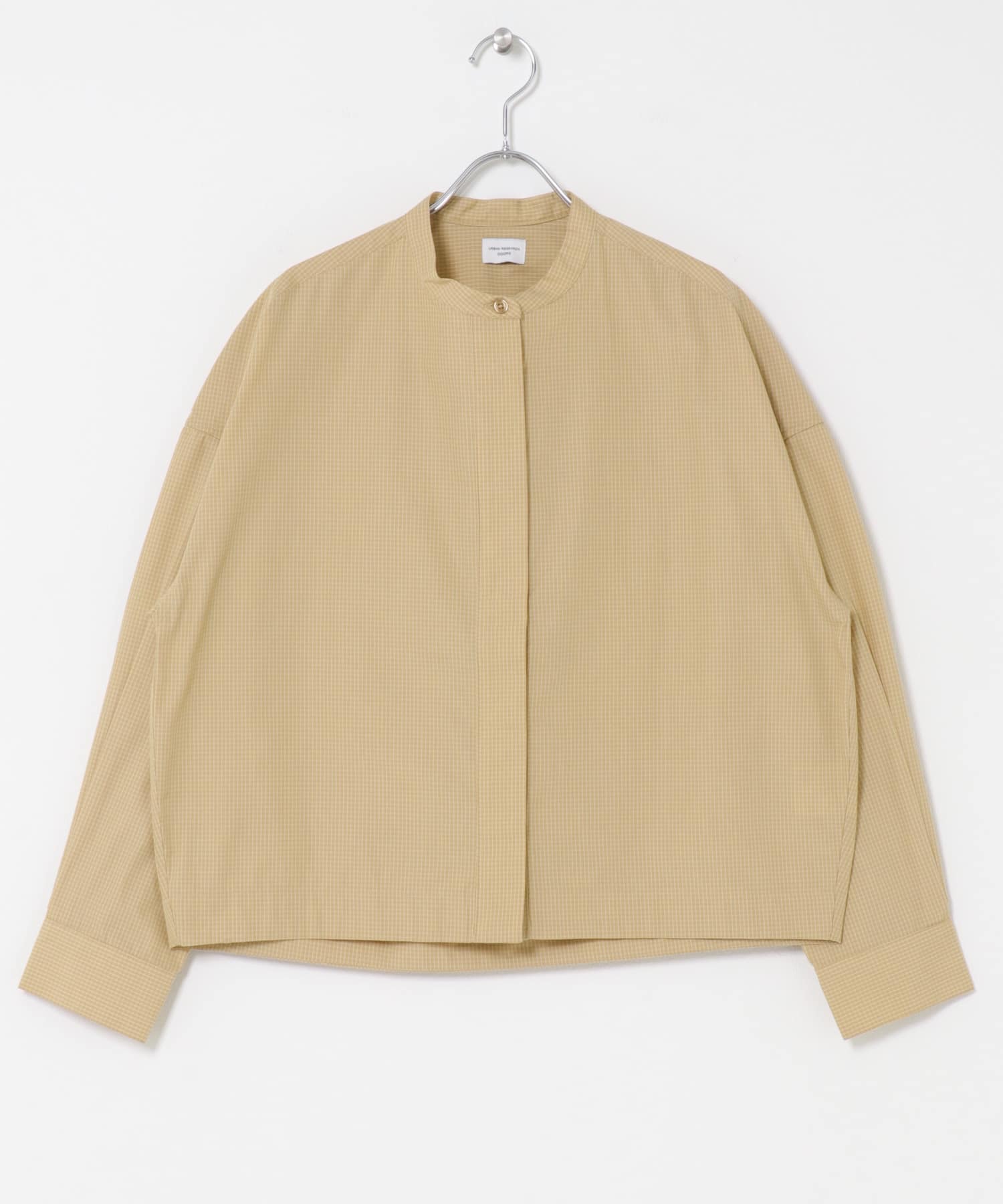 『UR TECH』Aircare ショートコクーンシャツ BEG CHECK Free