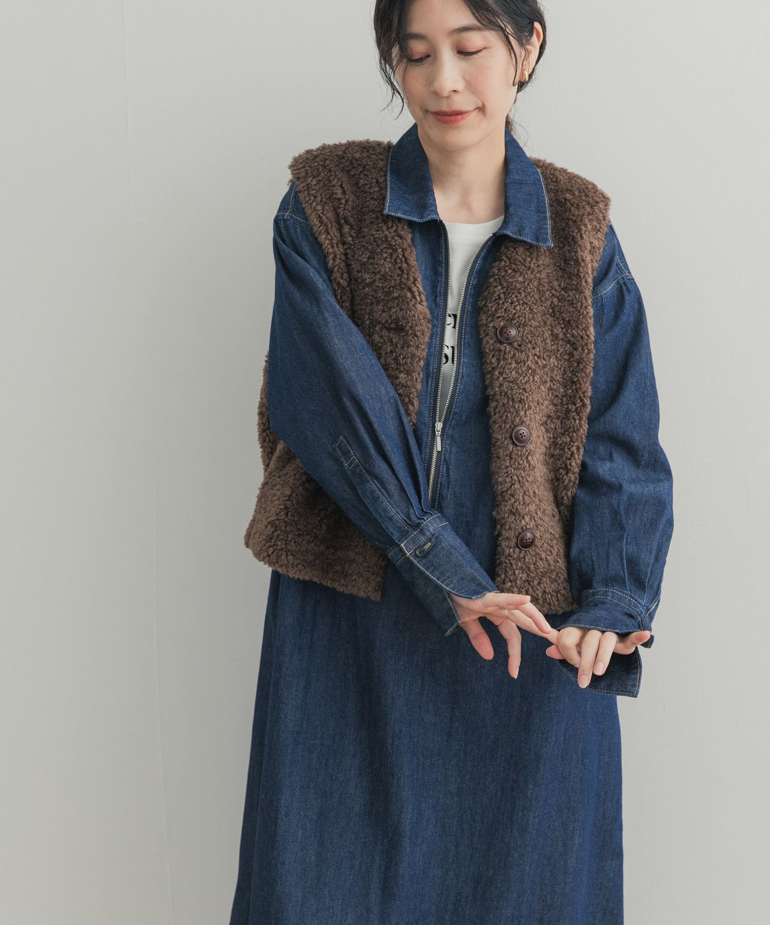 フロントジップデニムワンピース