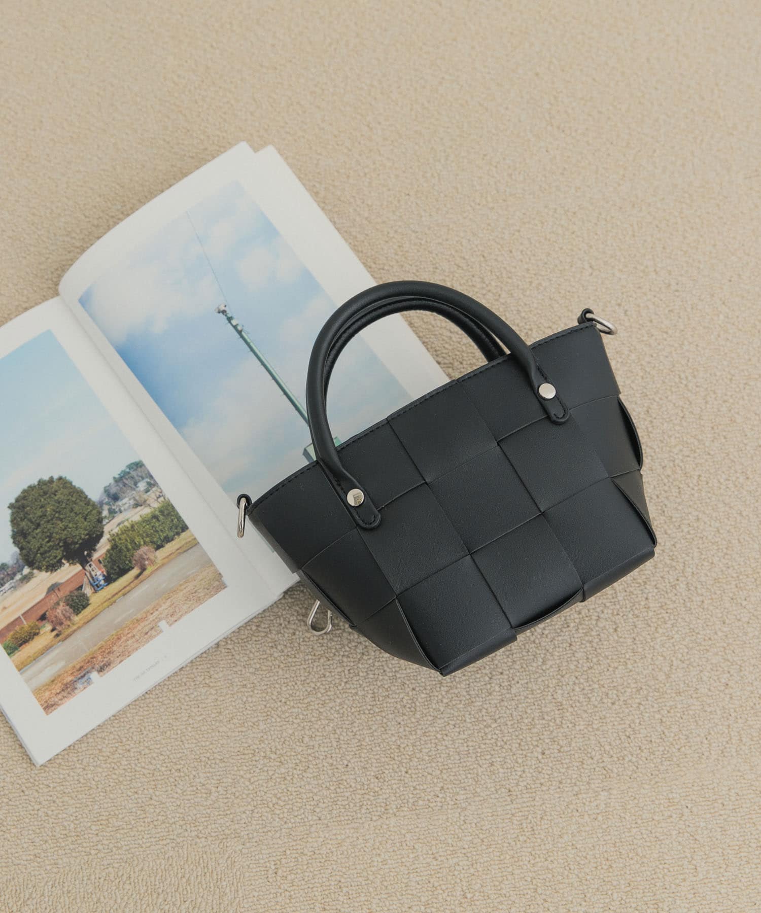 編み込み2WAYバッグ BLACK -