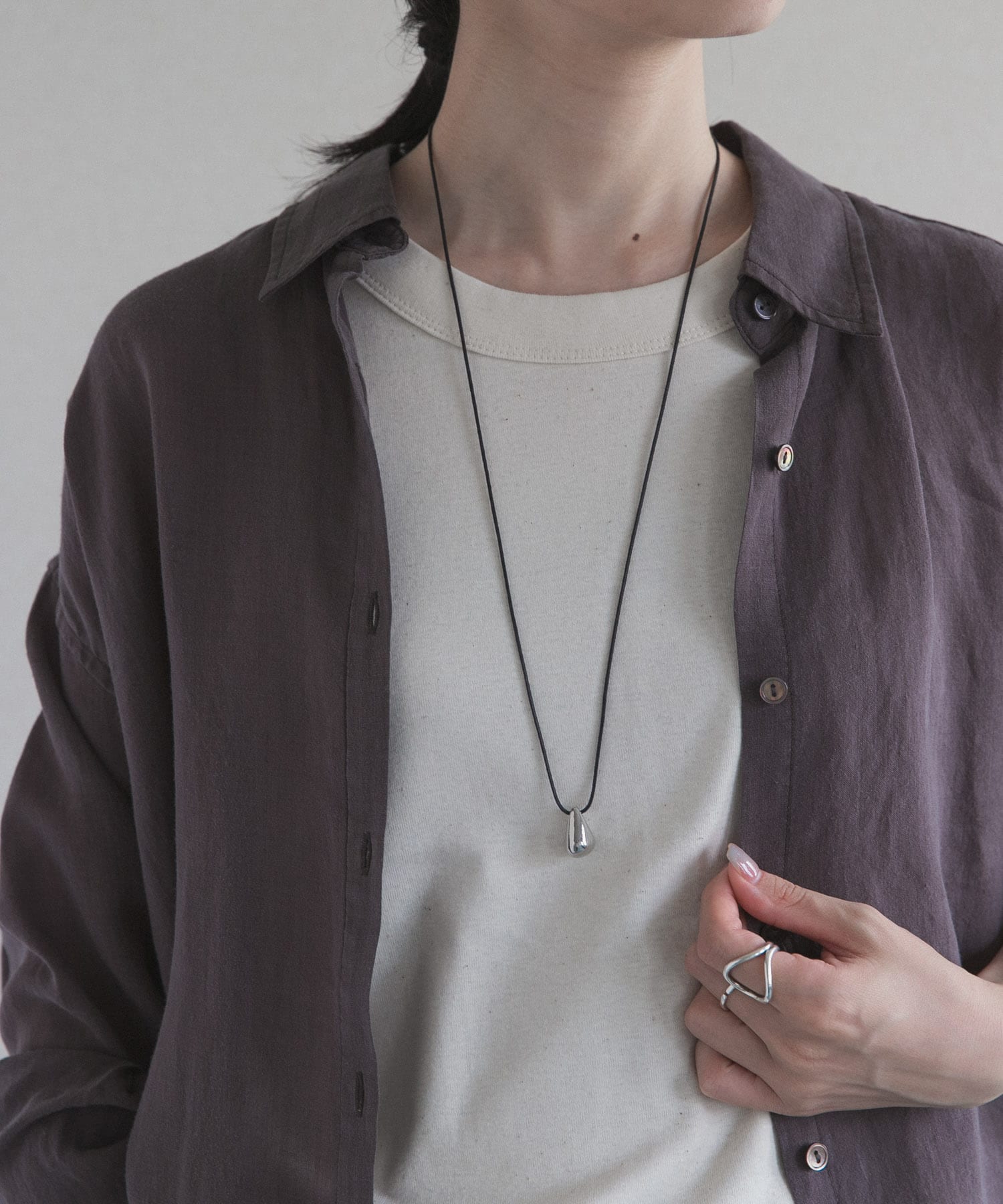 メタルドロップスリムコードネックレス(One SILVER): アクセサリー