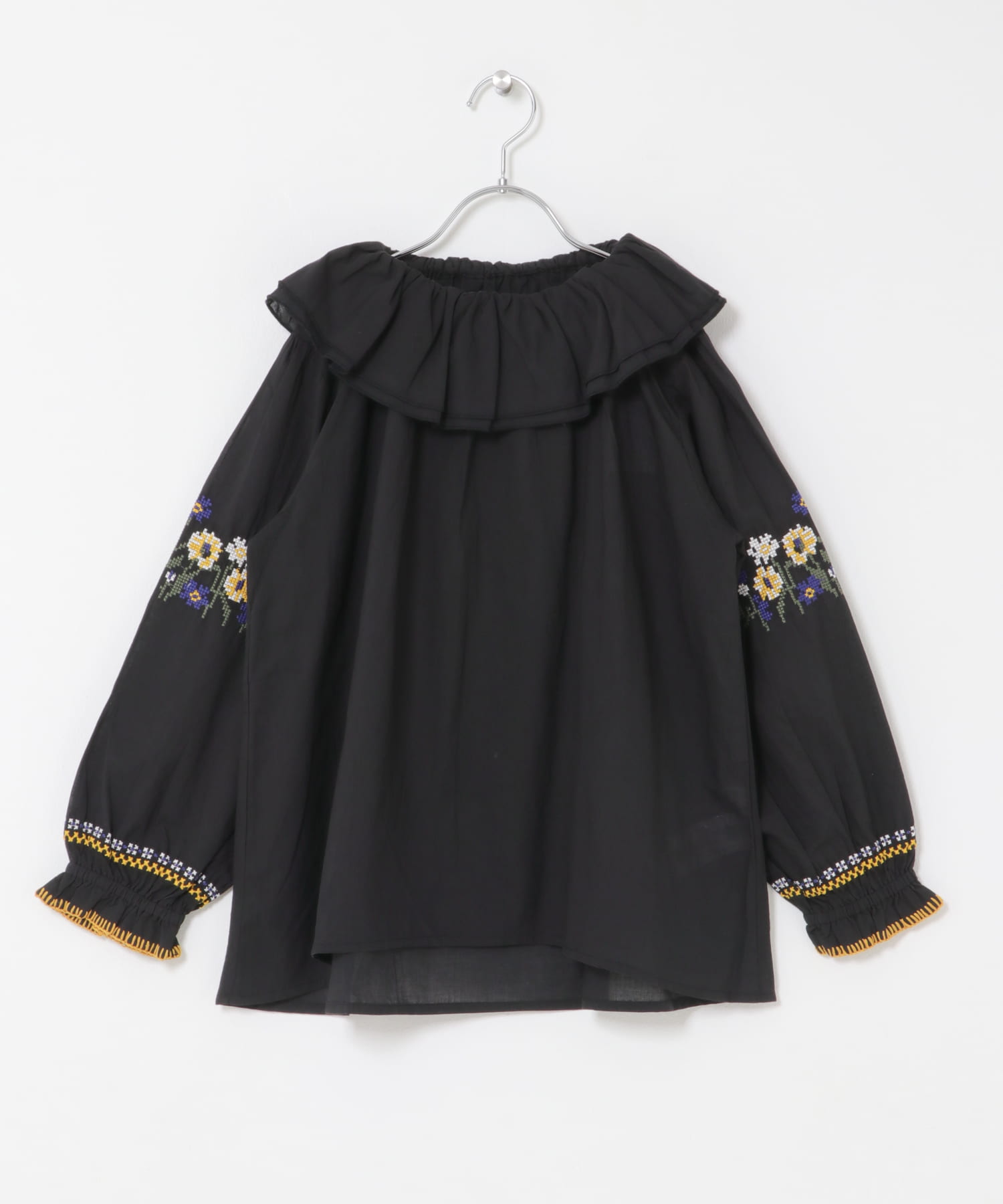 『150サイズ』クロスステッチブラウス(KIDS) BLACK 150(145-155)