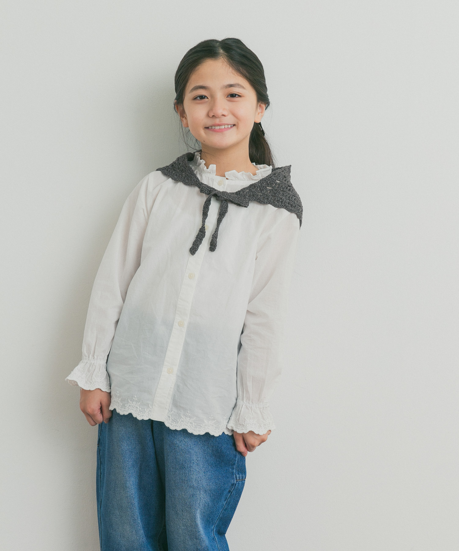 スカラップ刺繍フリルブラウス(KIDS)
