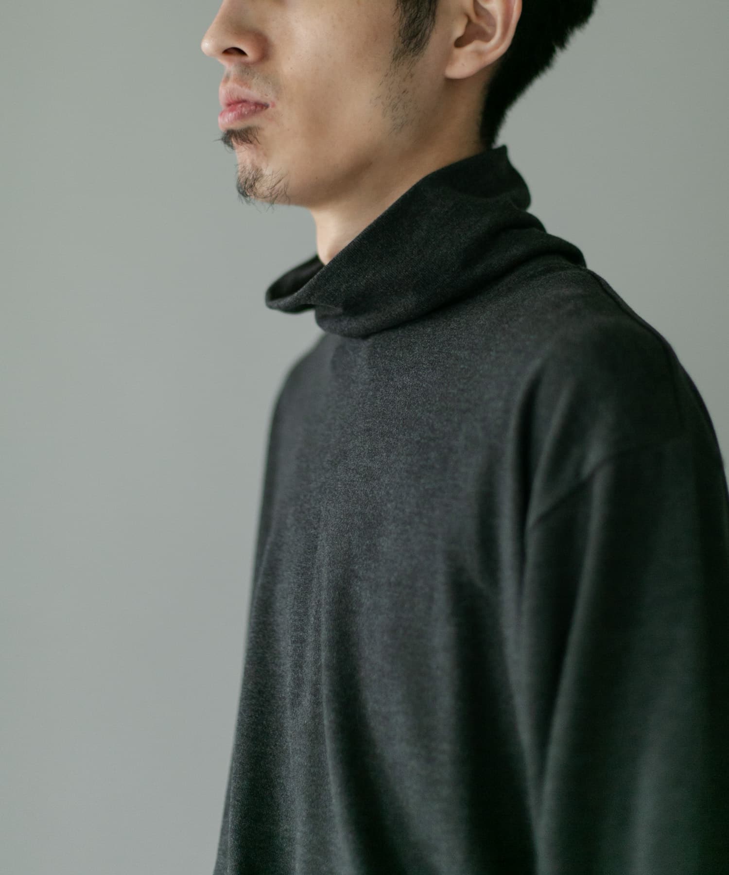 タートルネック スムース ロングスリーブTシャツ(M CHARCOAL