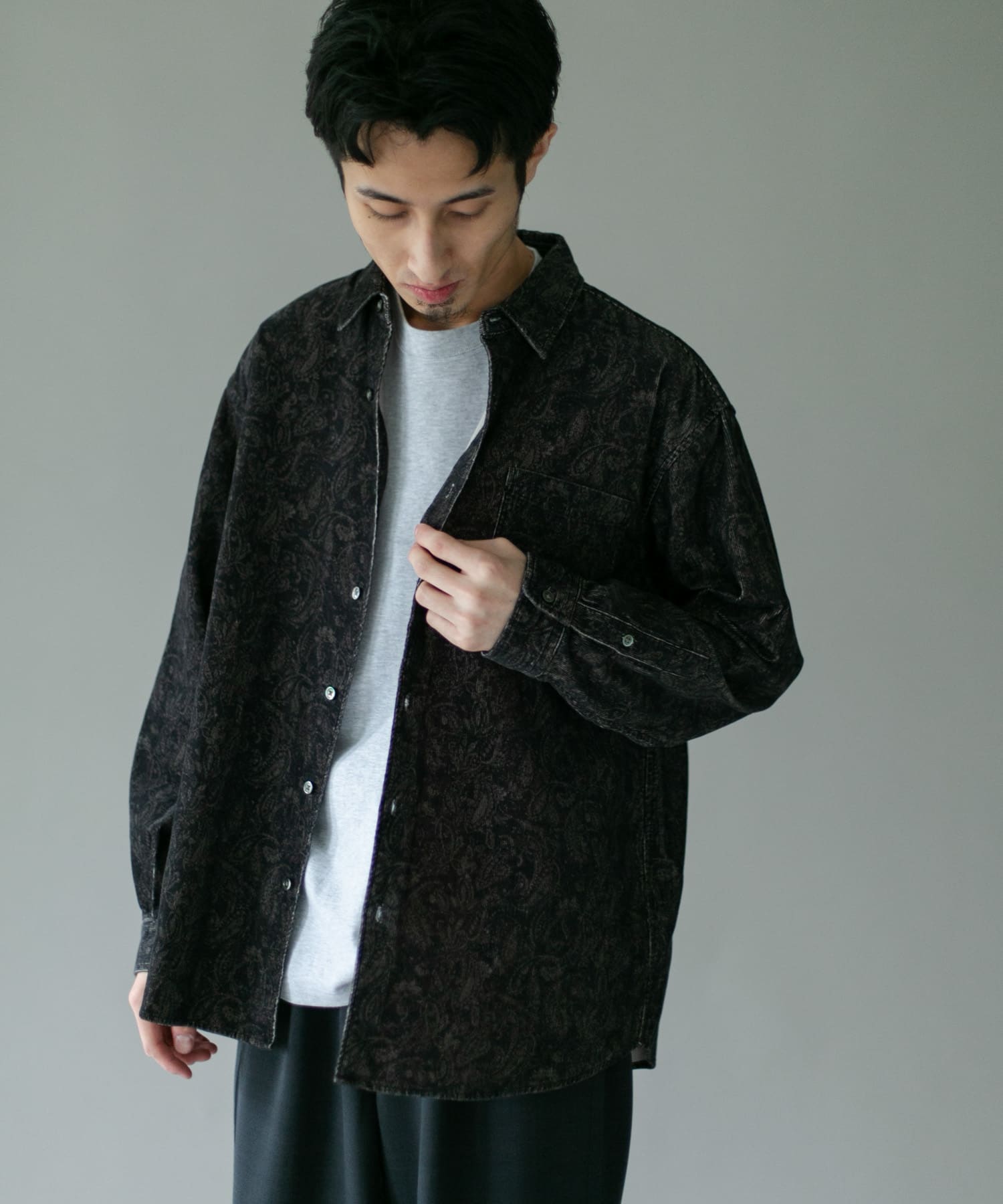 WEB限定』コーデュロイレギュラーカラーシャツ(M GREIGE): トップス