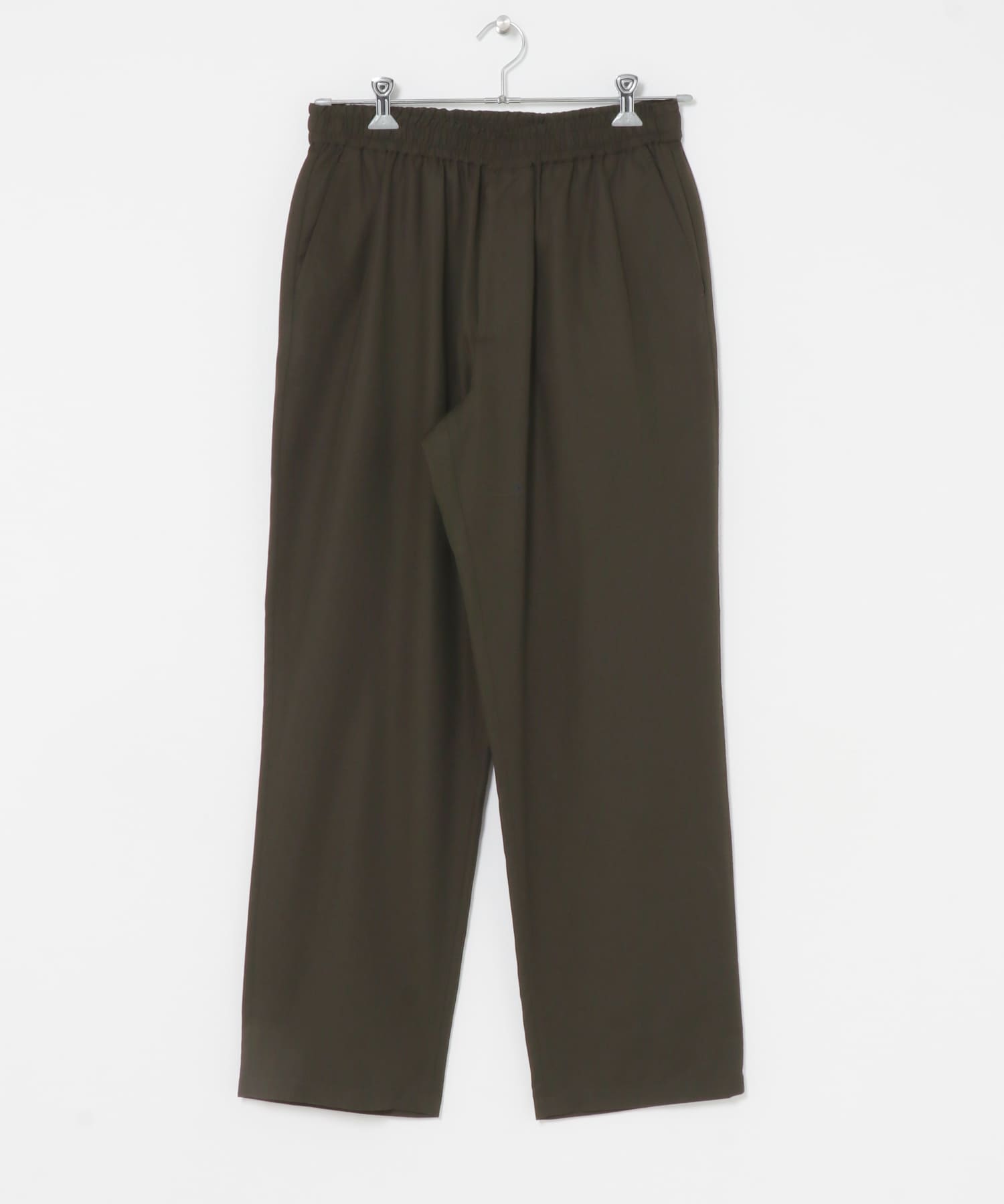 ウール混ミニヘリンボーンイージートラウザー KHKBROWN M