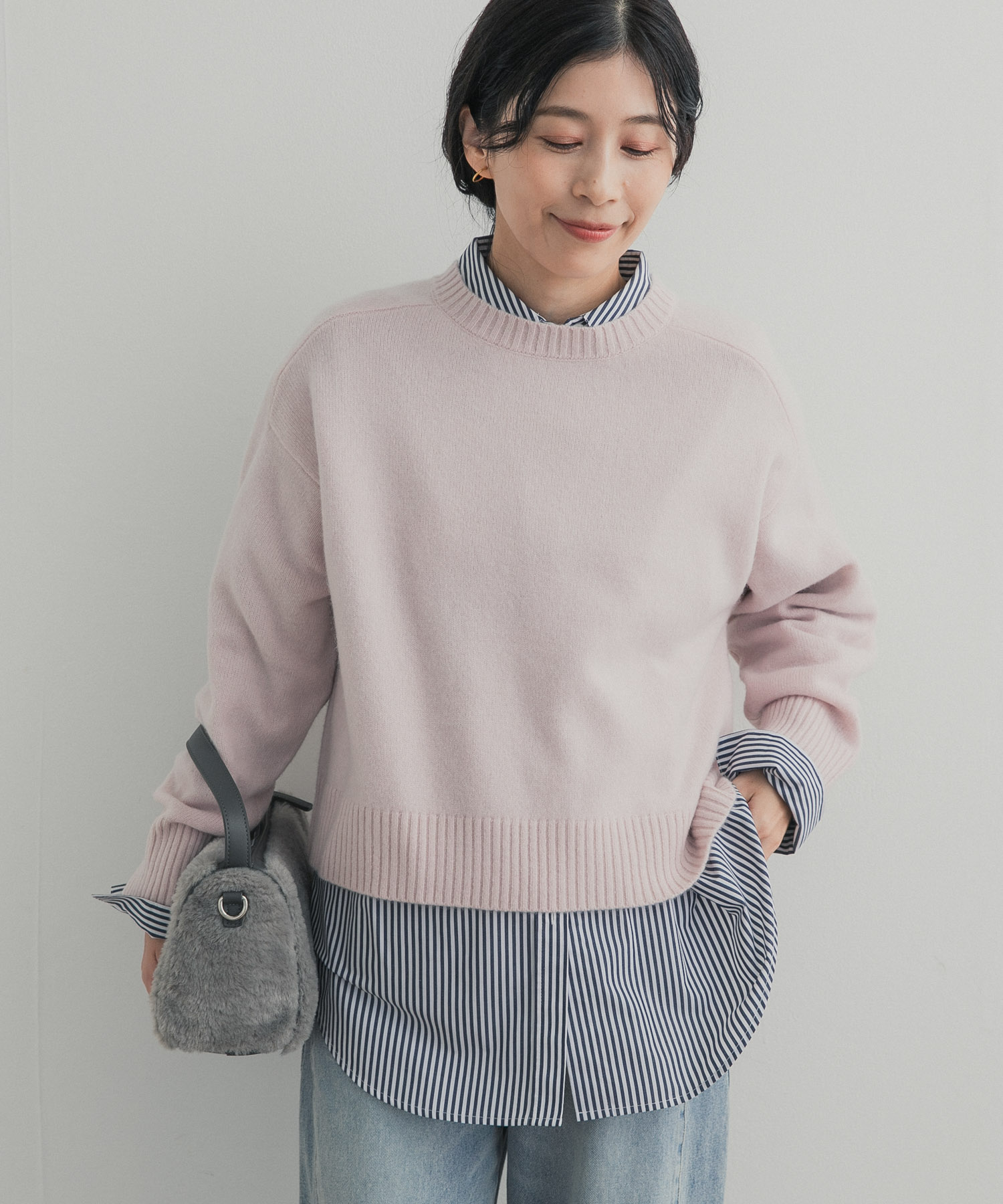 AQUAウールカシミヤクルーネックプルオーバー