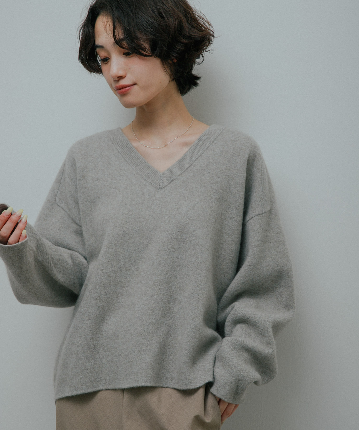 Wool V-Neck Cocoon Knit
