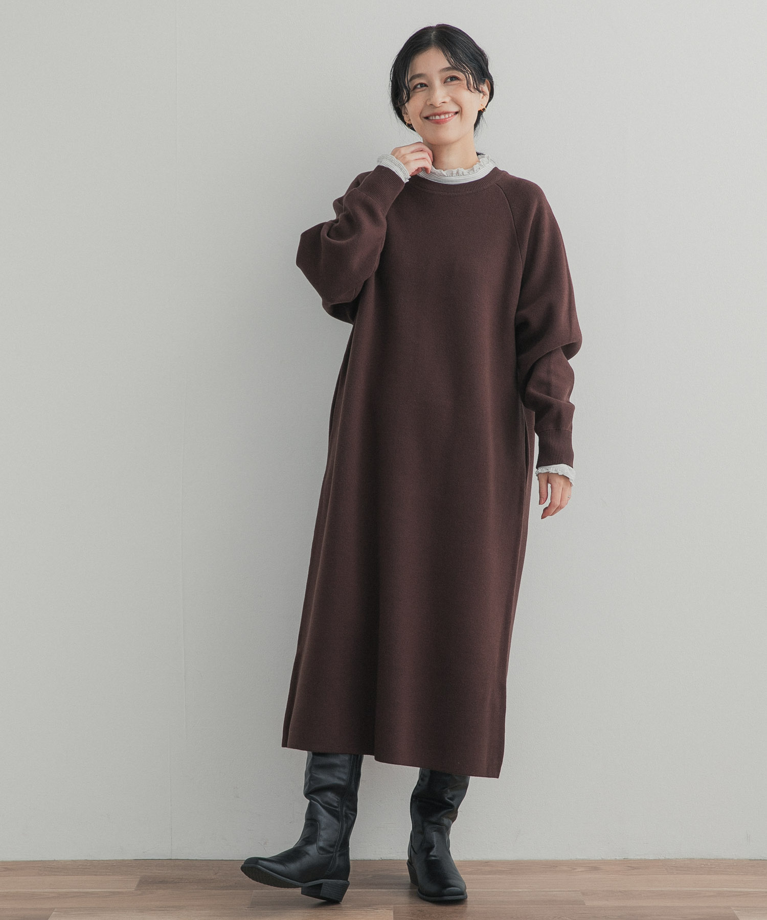 『一部WEB限定カラー』スウェットライクニットワンピース