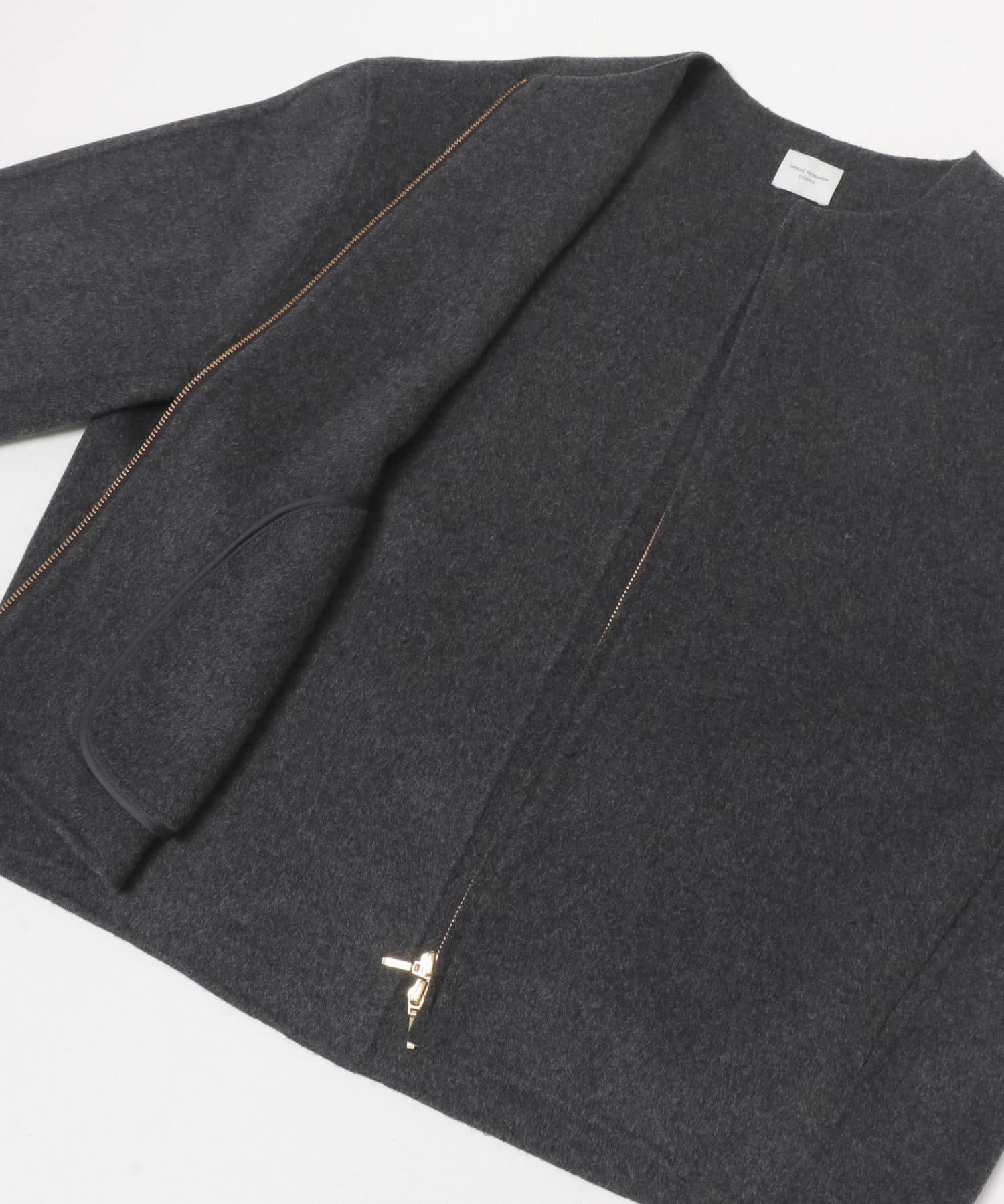 ウールリバーZIPノーカラーコート 26AW 杢CHARCOAL Free