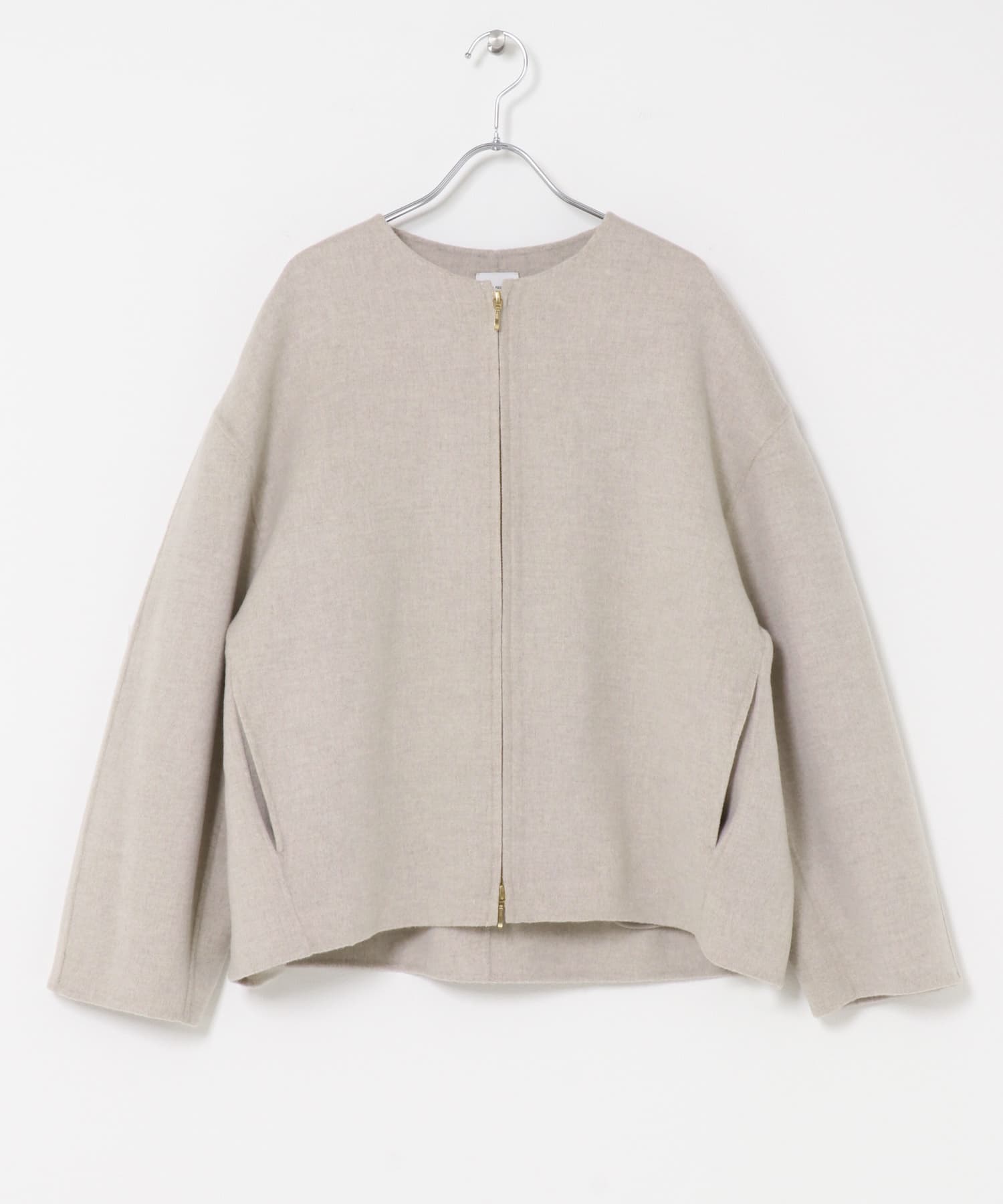 ウールリバーZIPノーカラーコート 26AW 杢L.GREGE Free