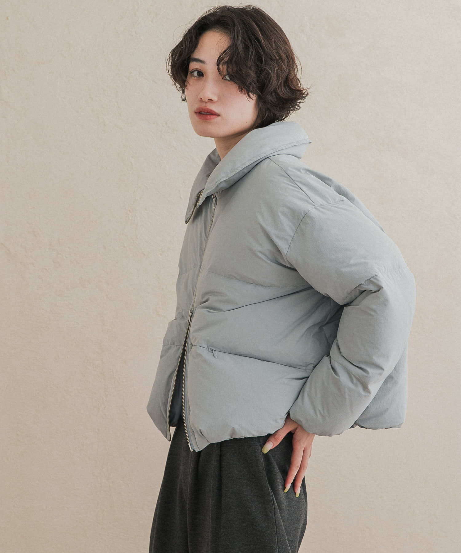 『一部WEB限定カラー』グリーンダウン撥水ZIPショートブルゾン