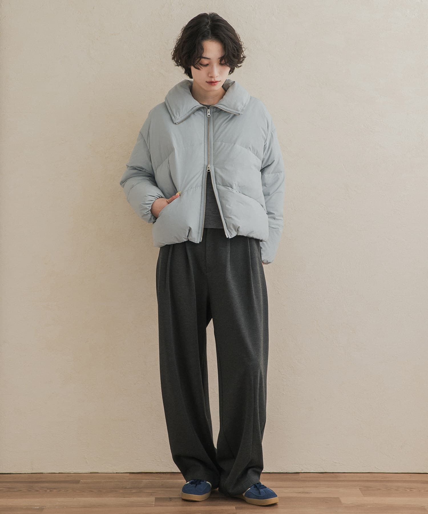一部WEB限定カラー』グリーンダウン撥水ZIPショートブルゾン 26AW(Free