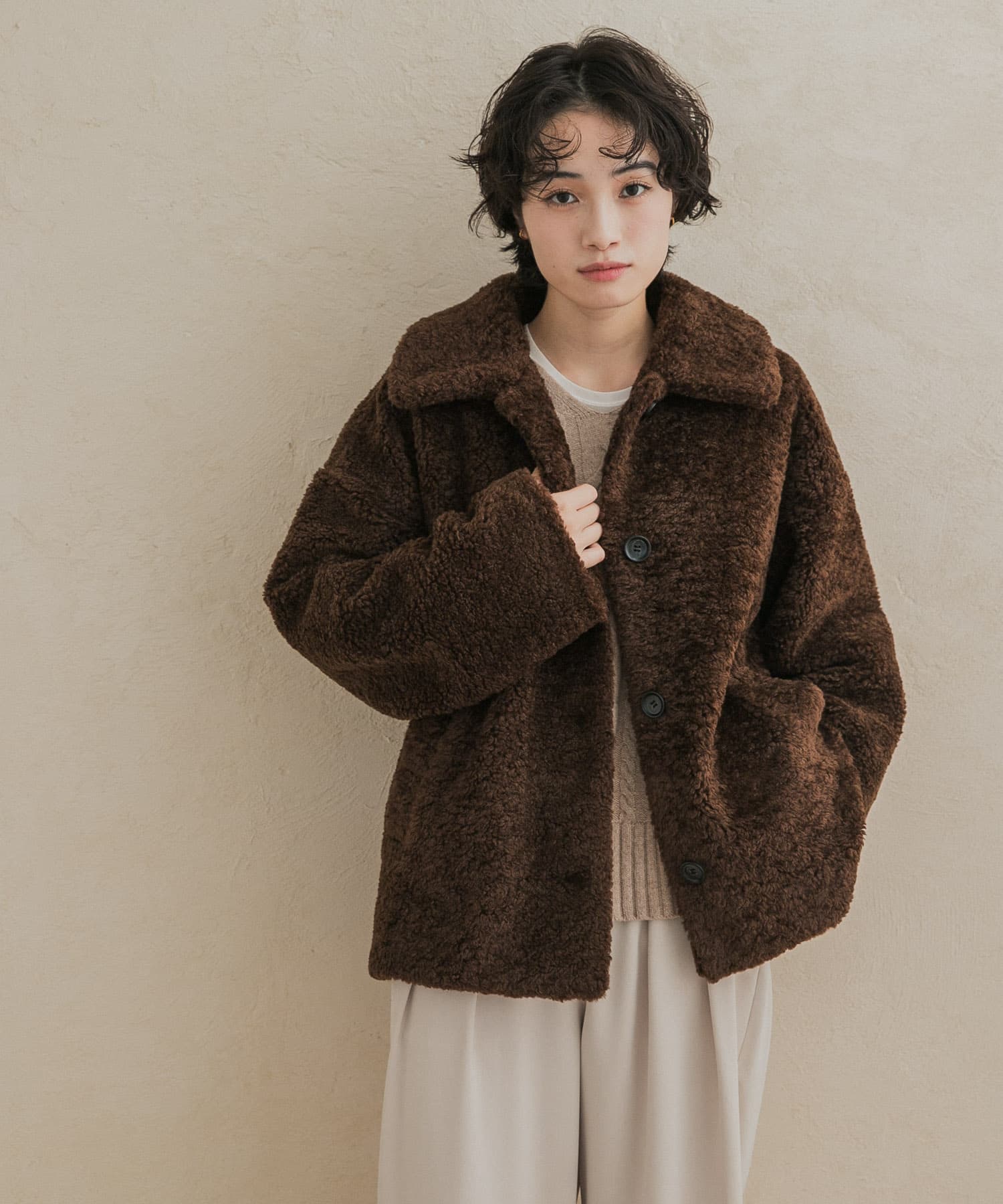 コクーンシルエットボアコート(Free CHARCOAL): アウター｜URBAN