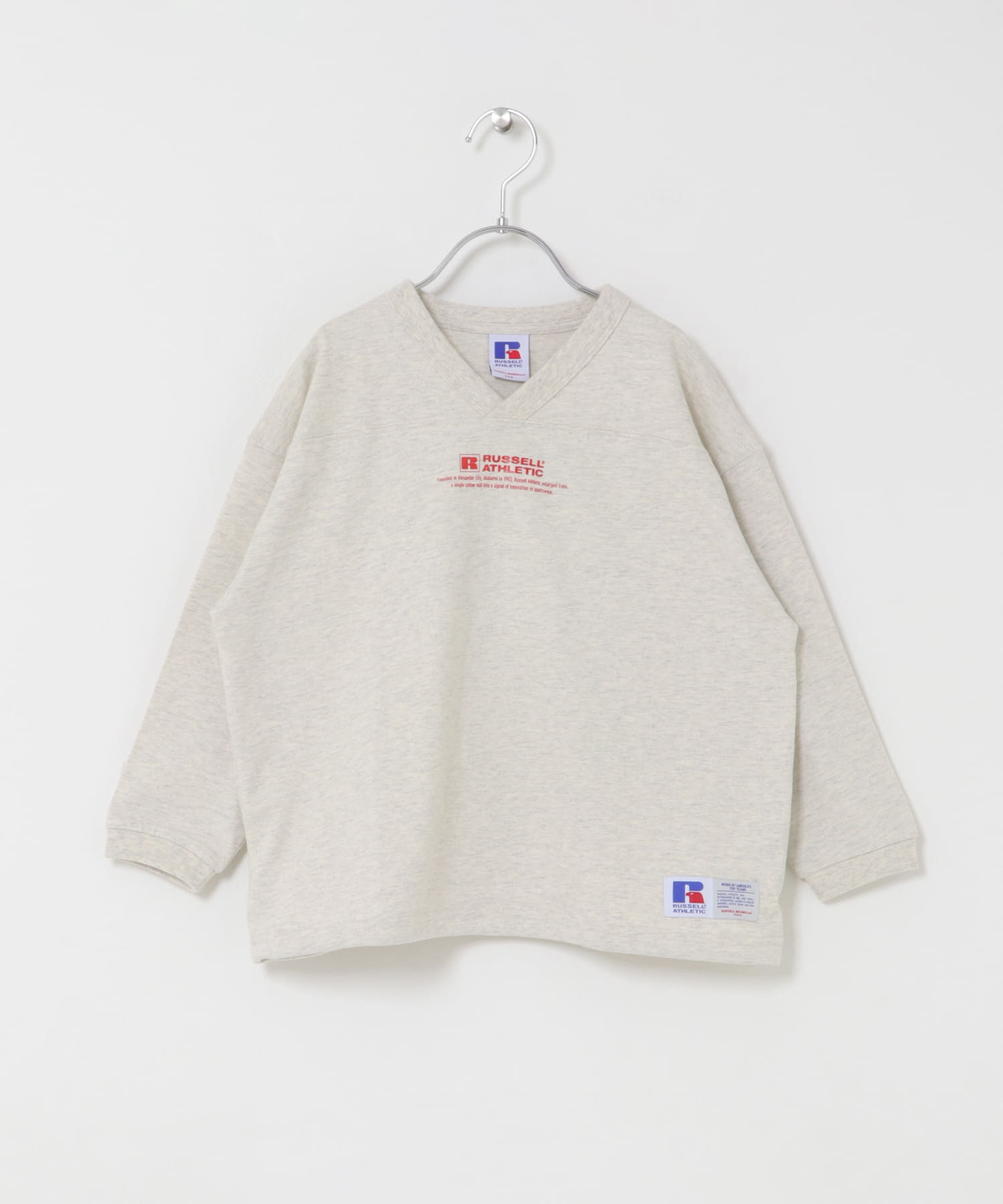 『150サイズあり』『別注』Russell Athletic×DOORS　フットボールロングスリーブTシャツ(KIDS) OATMEAL 105(100-110)