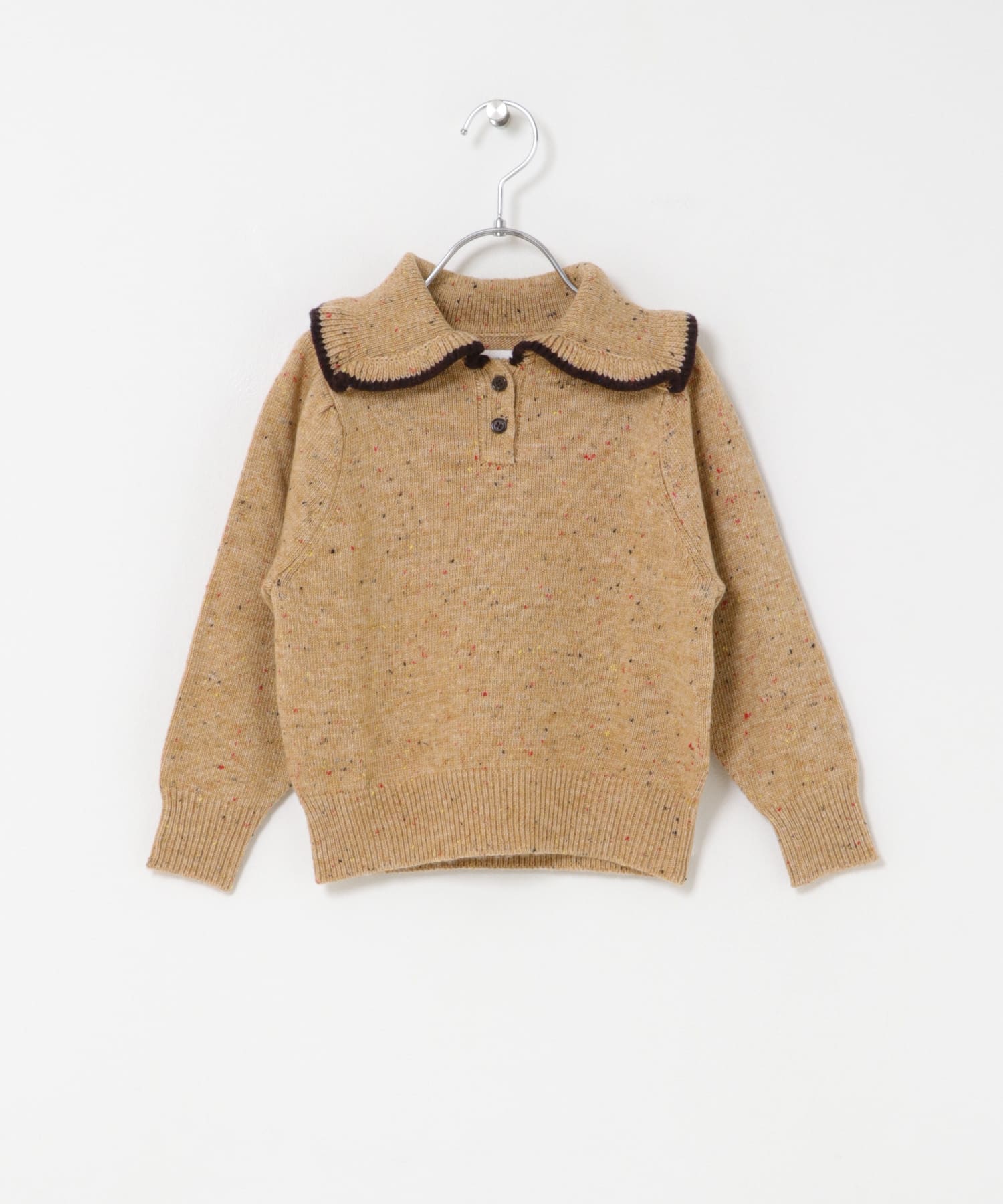 『セットアップ対応』 襟フリルニット(KIDS) BEIGE 105(100-110)