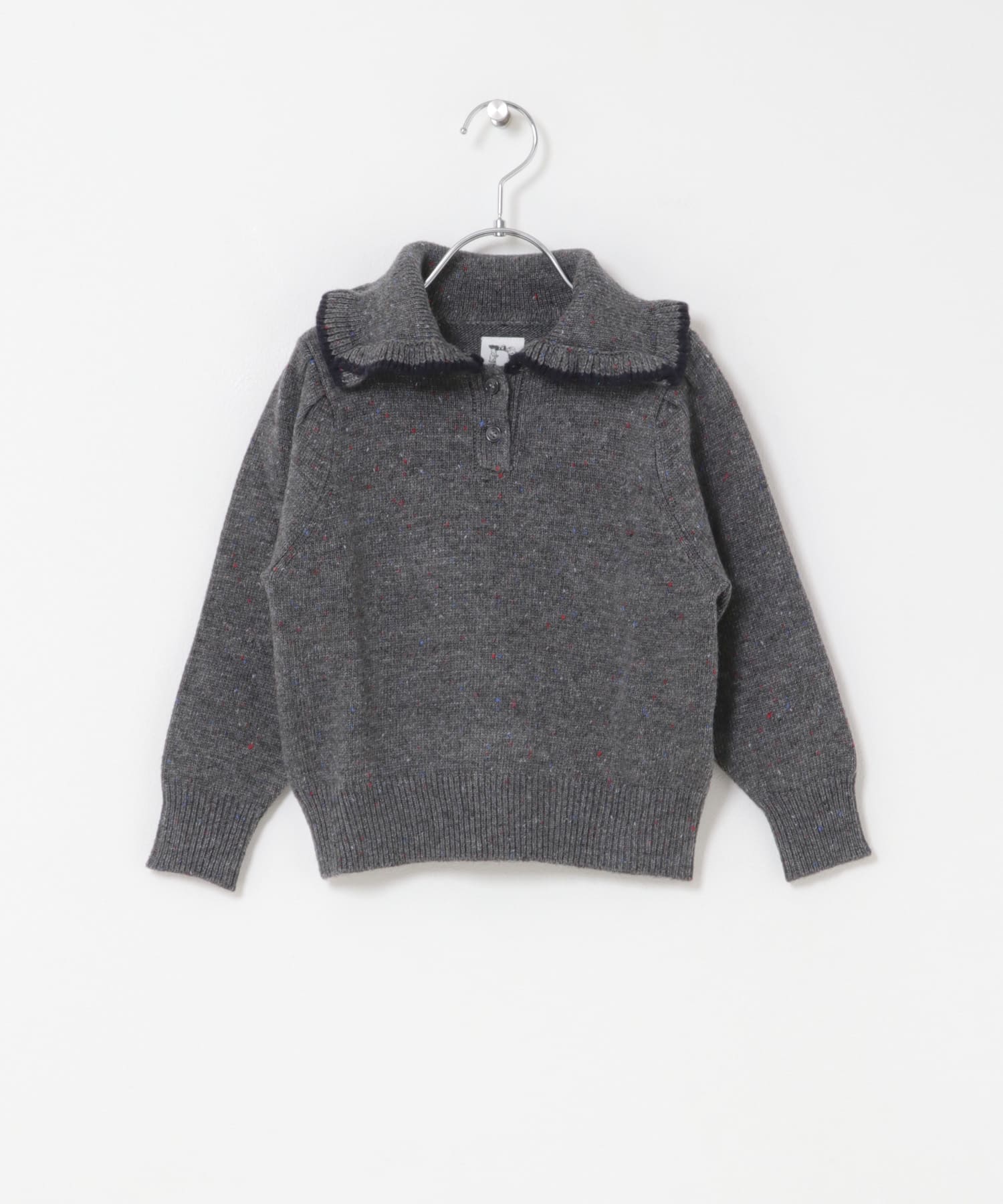 『セットアップ対応』 襟フリルニット(KIDS) GRAY 105(100-110)