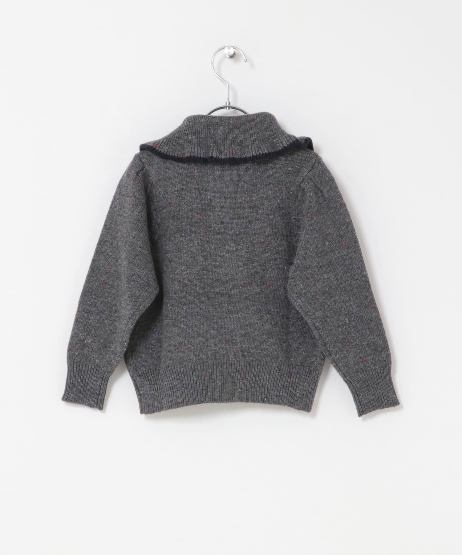 『セットアップ対応』 襟フリルニット(KIDS) GRAY 105(100-110)