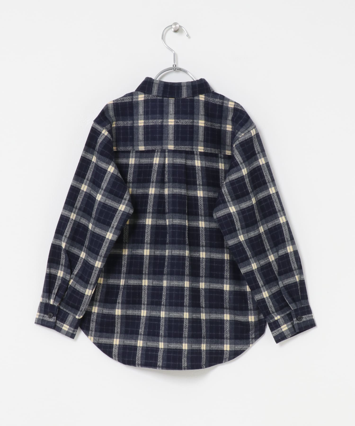『150サイズあり』ネルチェックオーバーサイズシャツ(KIDS) NAVY 120(115-125)