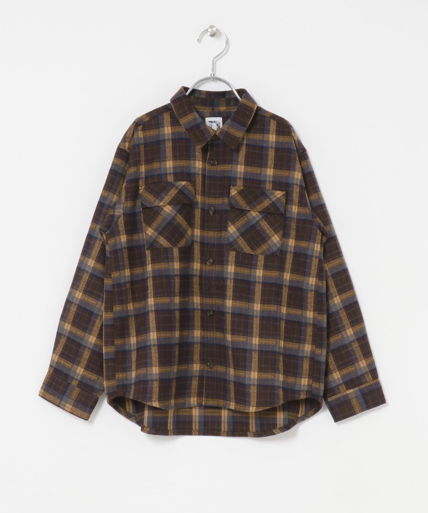 『150サイズあり』ネルチェックオーバーサイズシャツ(KIDS) CAMEL 120(115-125)