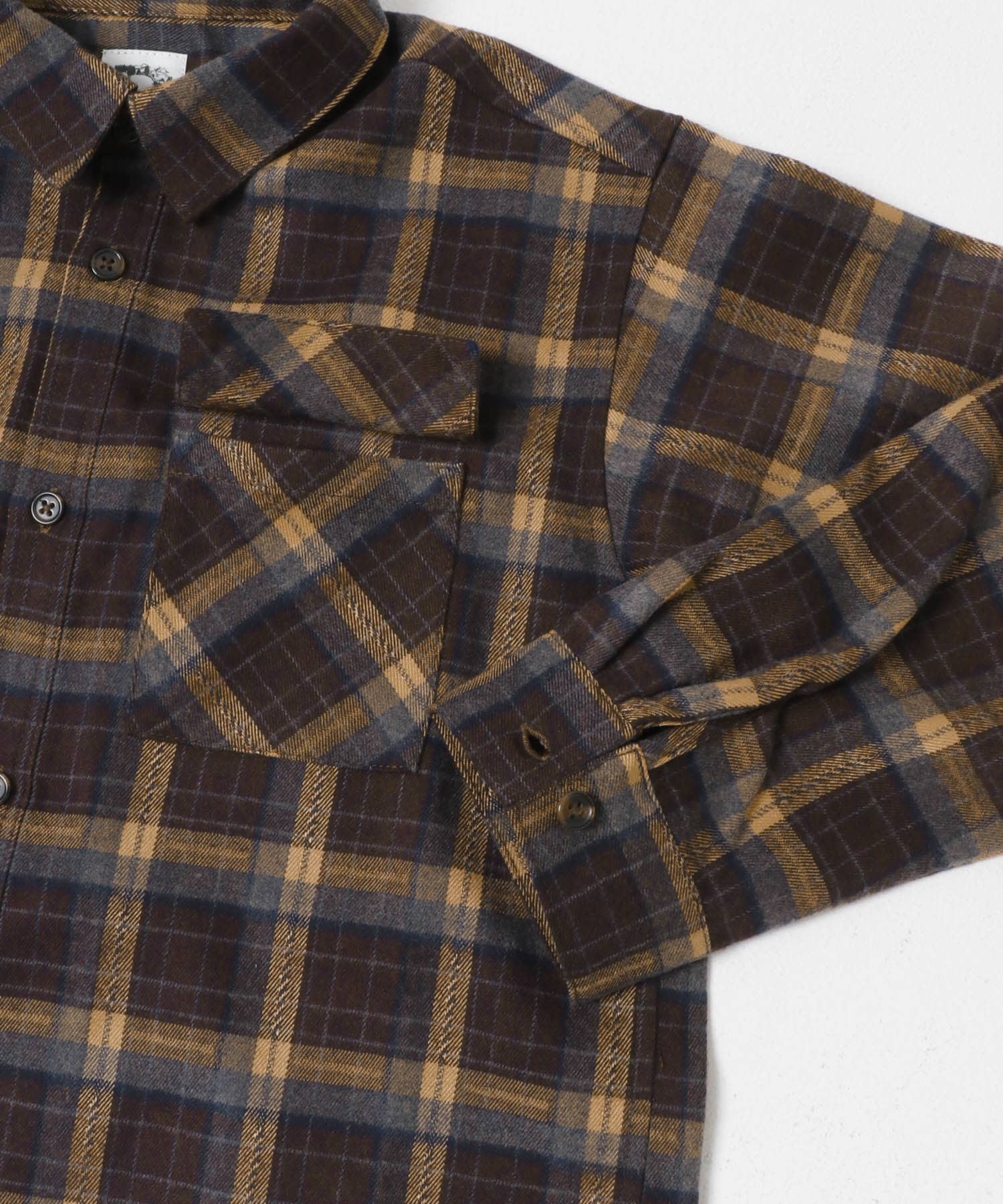 『150サイズあり』ネルチェックオーバーサイズシャツ(KIDS) CAMEL 120(115-125)