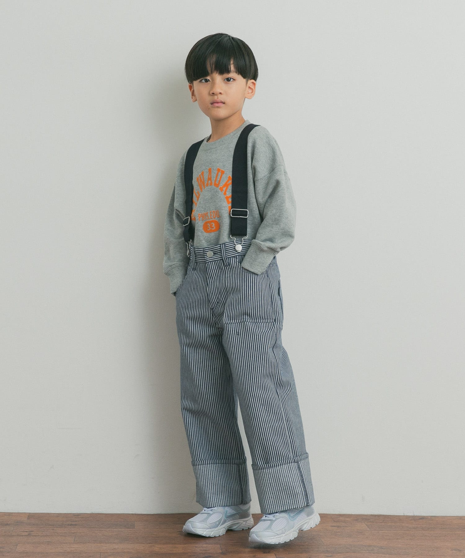 『150サイズあり』2WAYヒッコリーサスペンダーパンツ(KIDS)