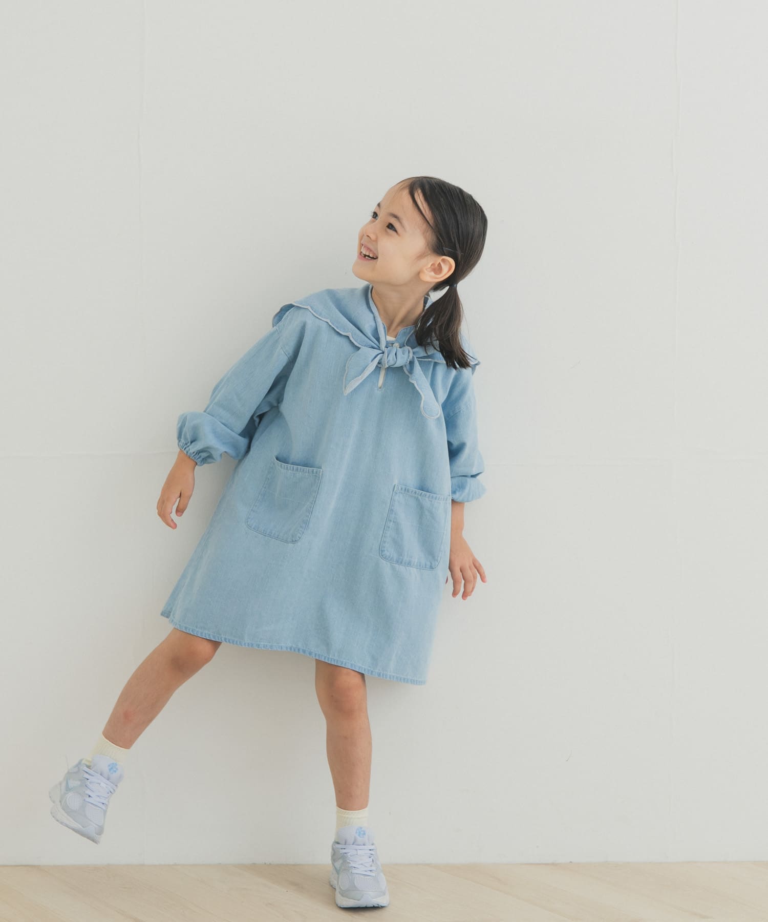 『150サイズあり』スカーフ付きデニムワンピース(KIDS)