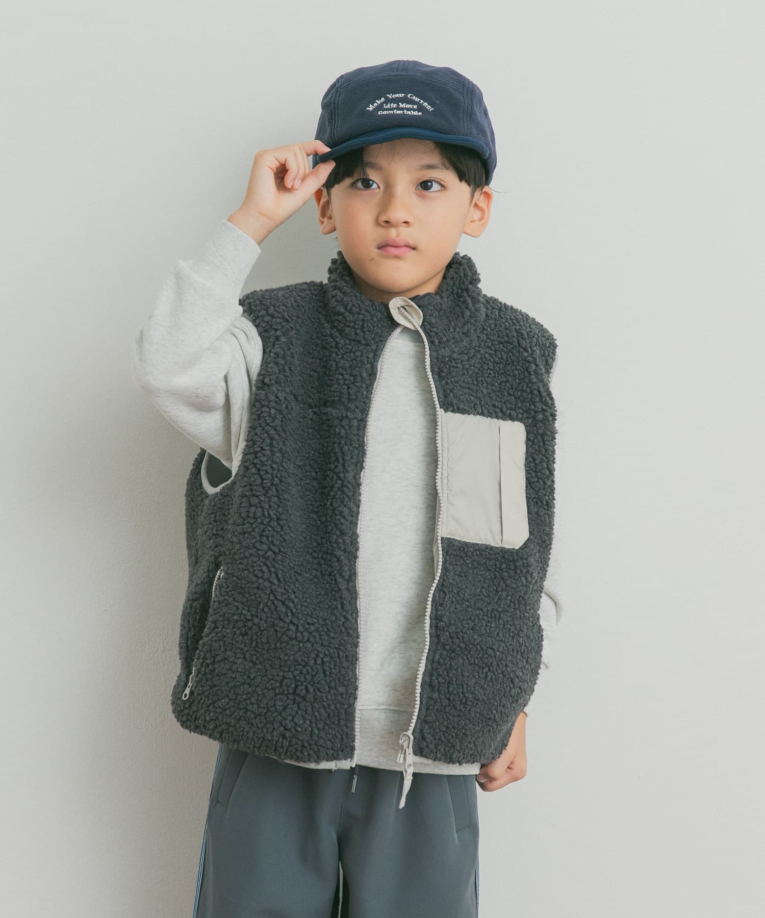 リバーシブルボアベスト(KIDS)(105(100-110) GRE×CCL): キッズ｜URBAN