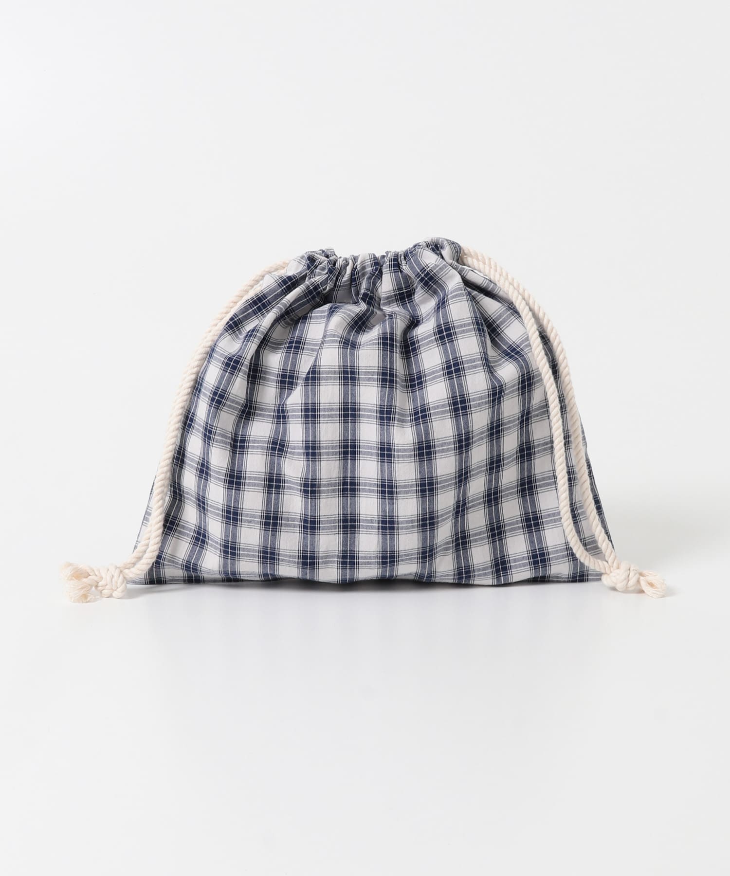 CINQ　ネイビーチェック 巾着S