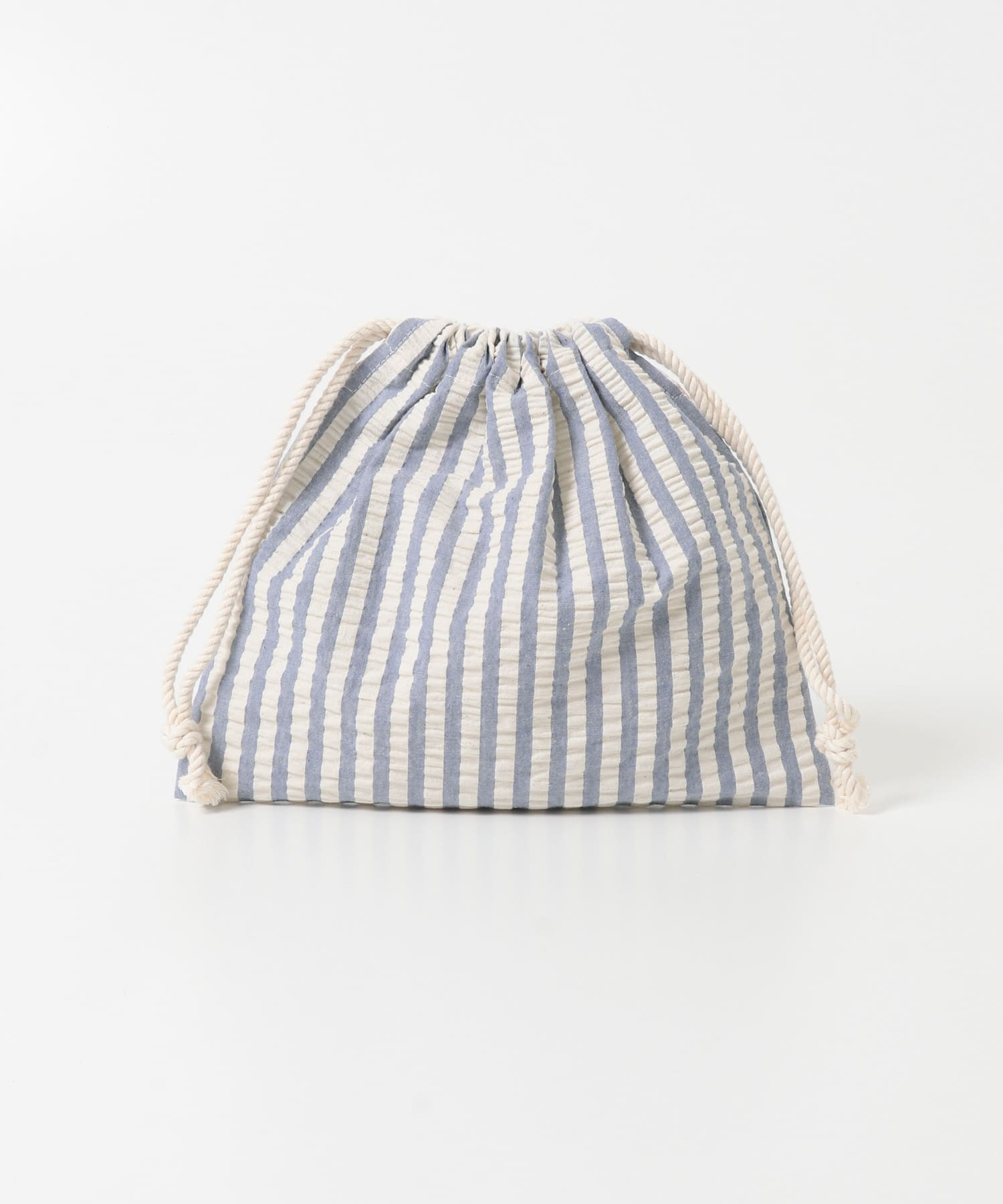 CINQ　ライトブルーストライプ 巾着S ライトブルー S