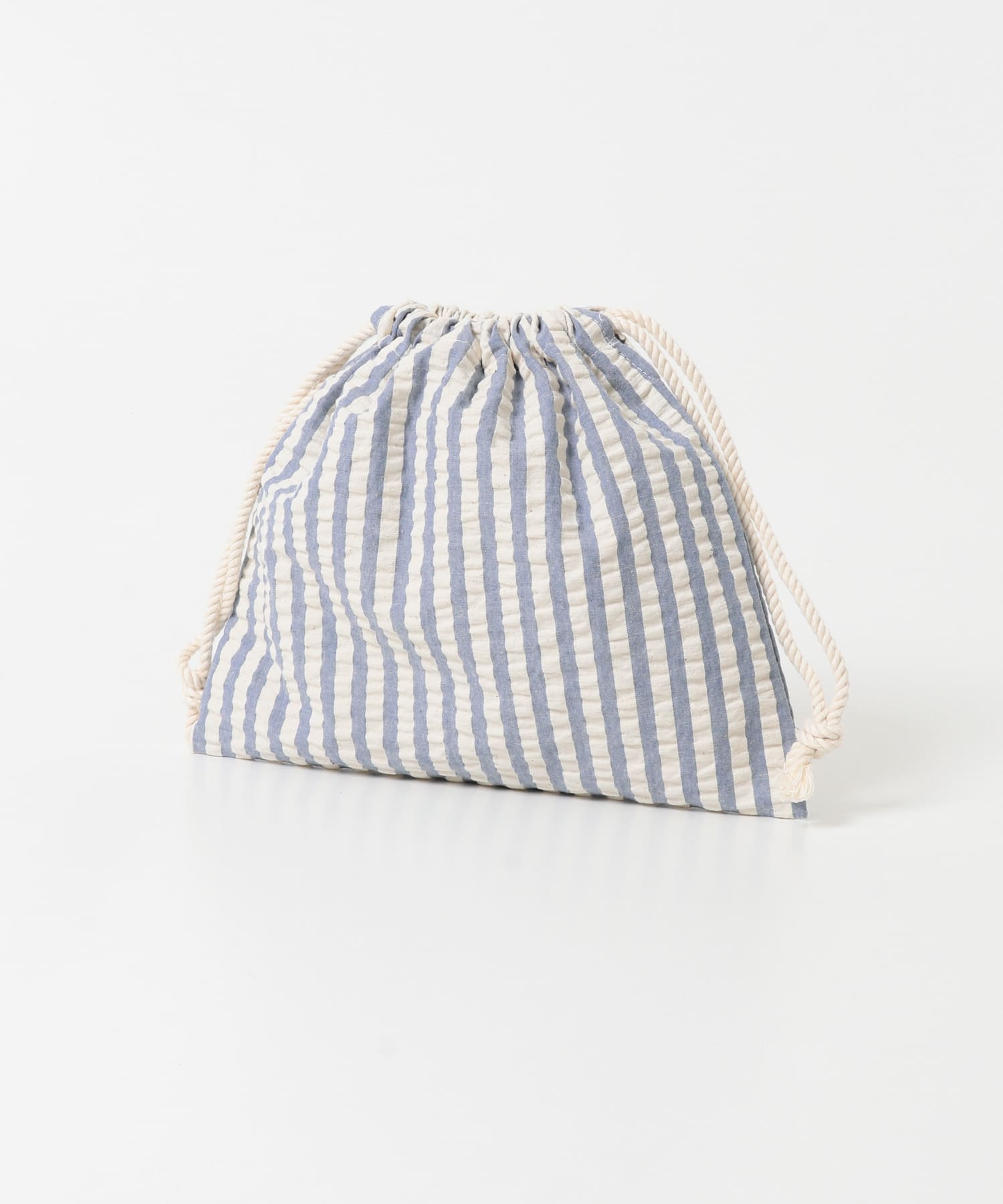 CINQ　ライトブルーストライプ 巾着S ライトブルー S