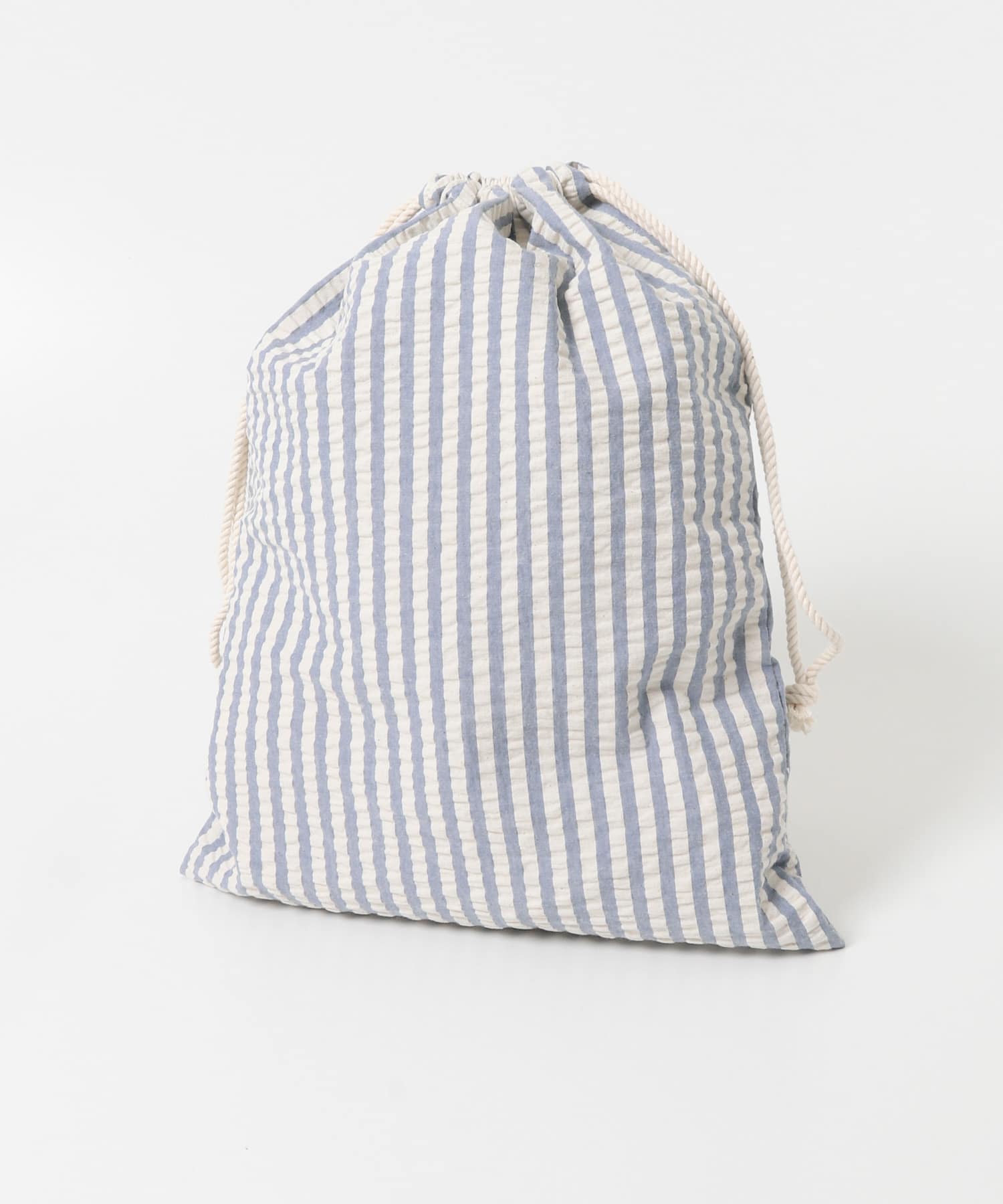 CINQ　ライトブルーストライプ 巾着L ライトブルー L