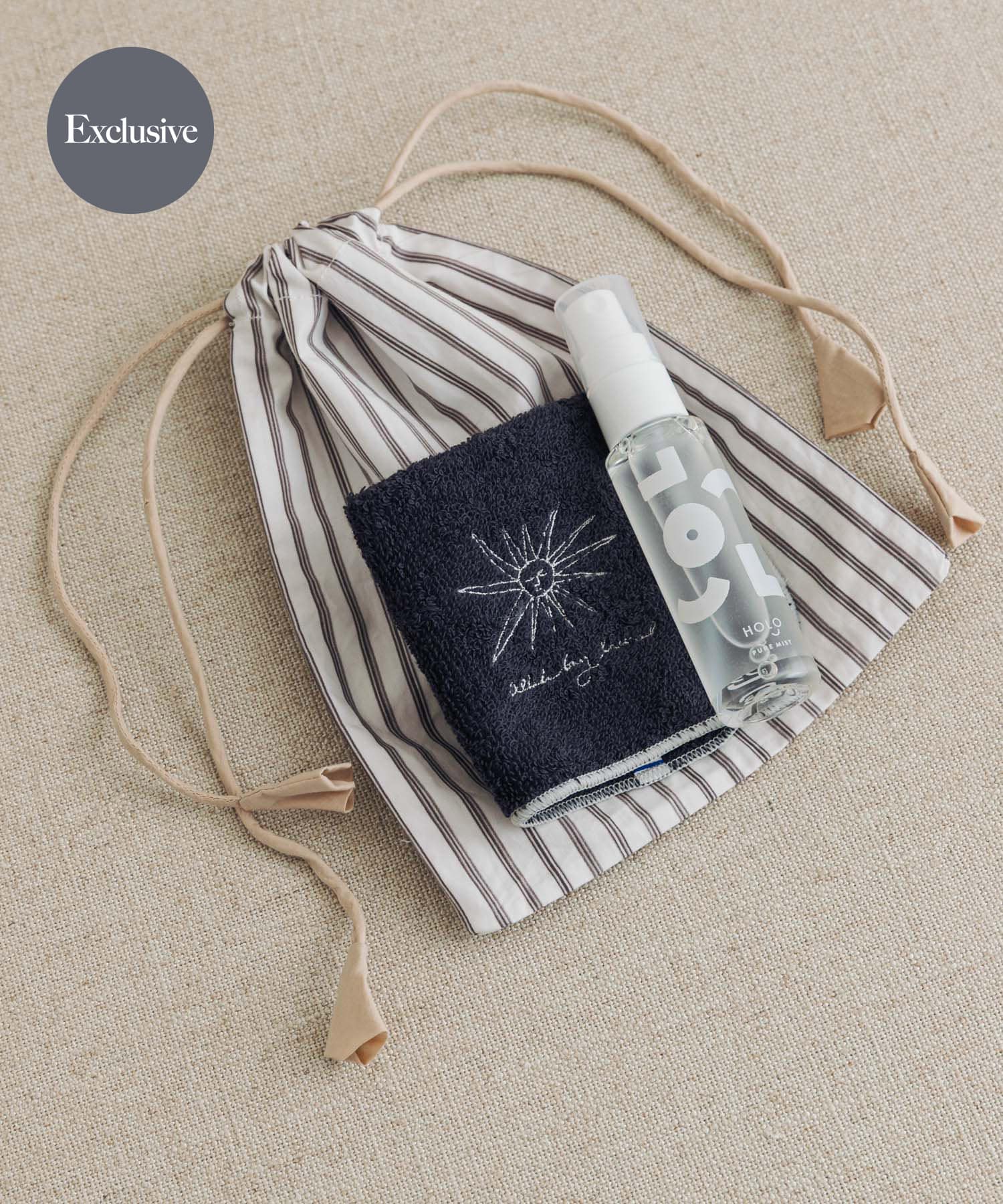 『別注』miiThaaii×DOORS LIVING PRODUCTS　ストライプ巾着M