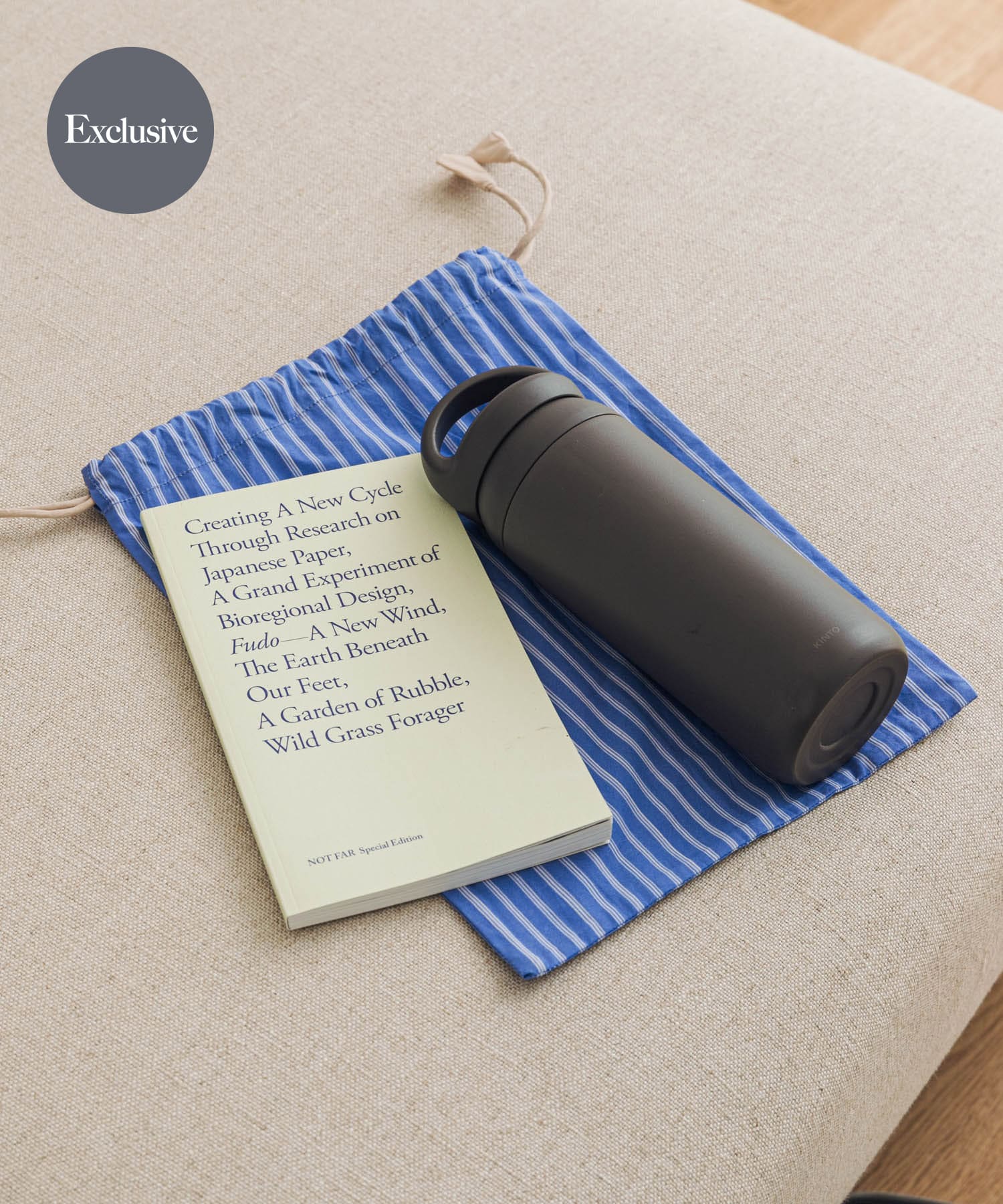 『別注』miiThaaii×DOORS LIVING PRODUCTS　ストライプ巾着L