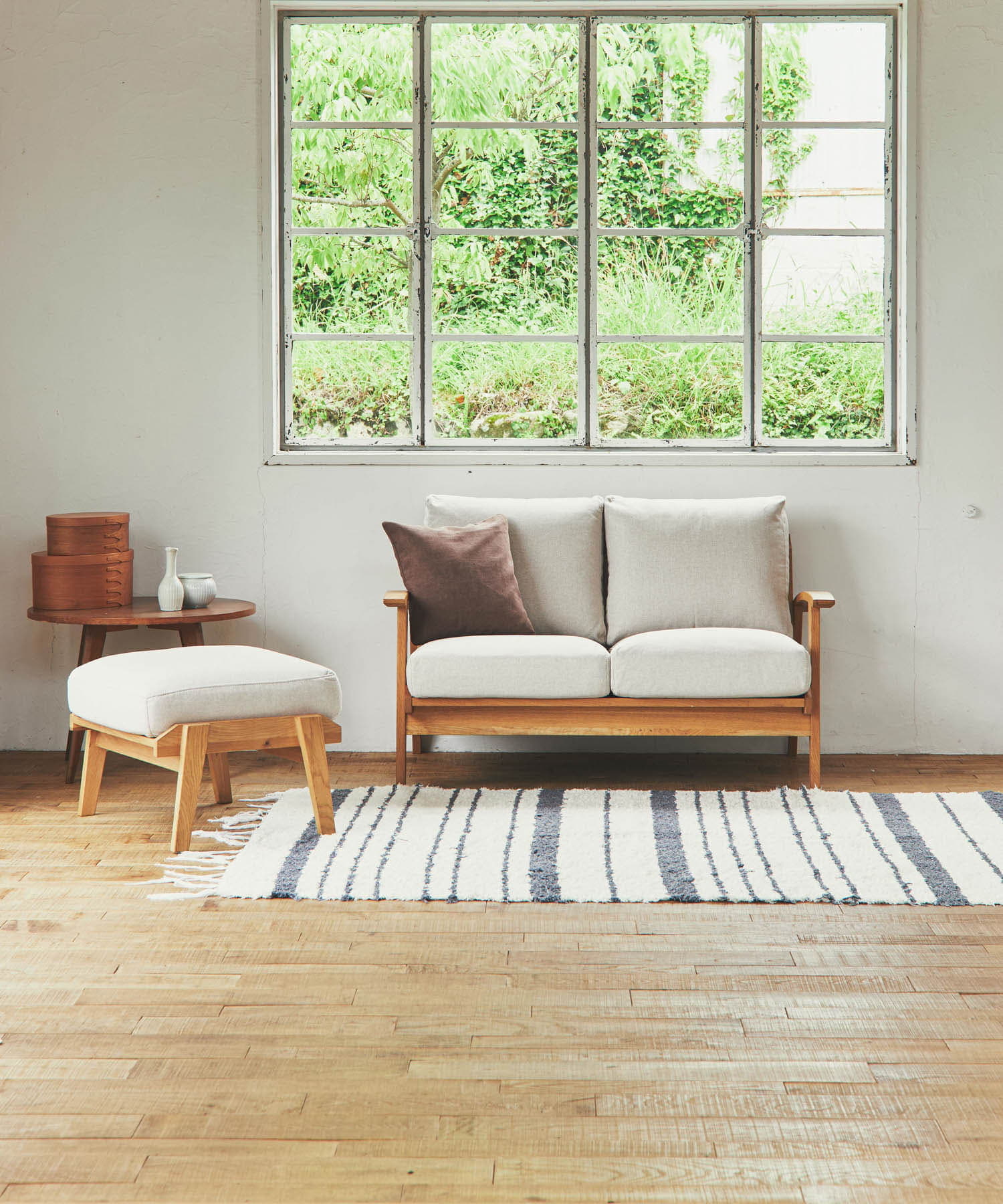 BOTHY　Modern Sofa 2P オーク無垢材 ベージュ 70
