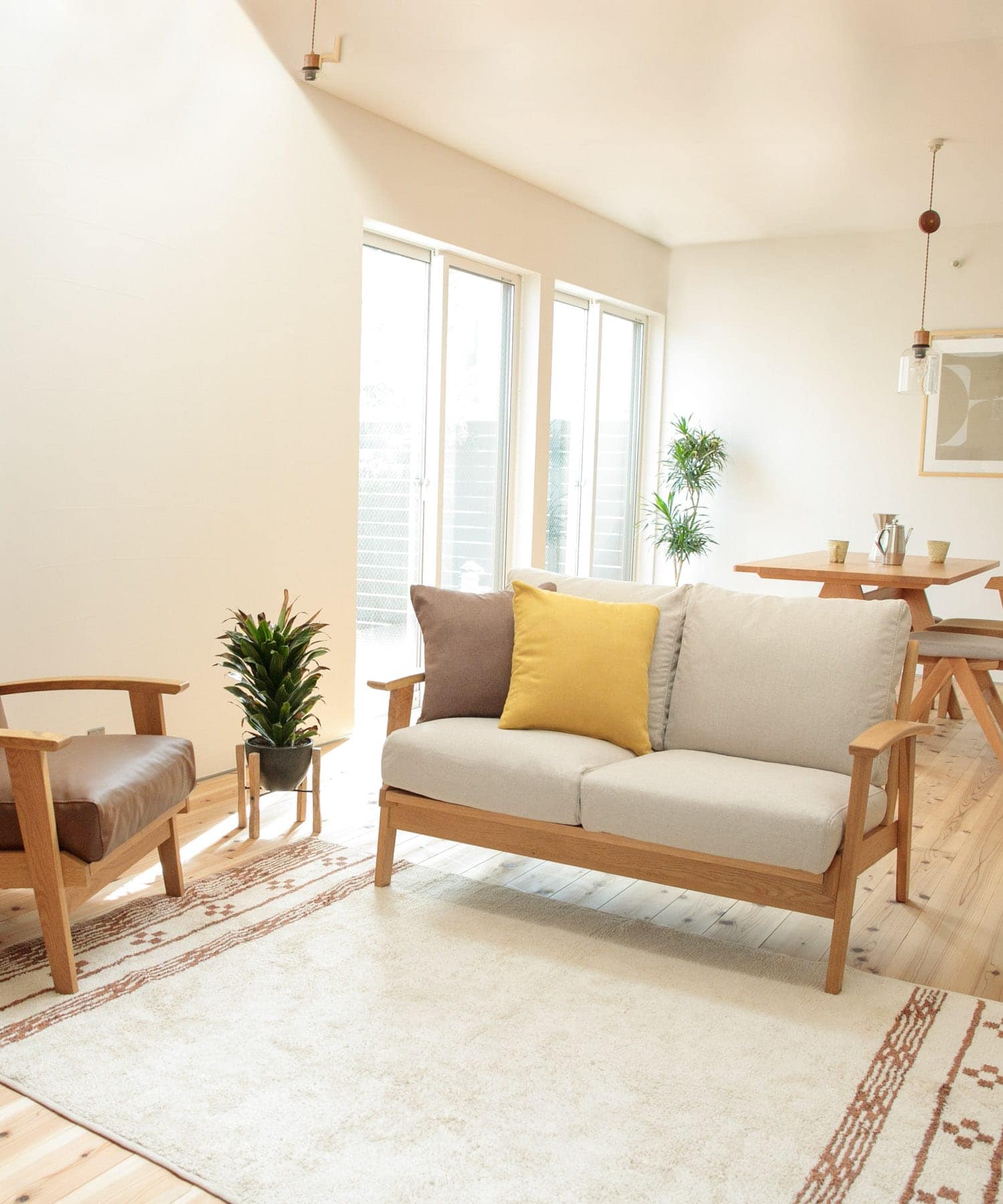 BOTHY　Modern Sofa 2P オーク無垢材 ベージュ 70