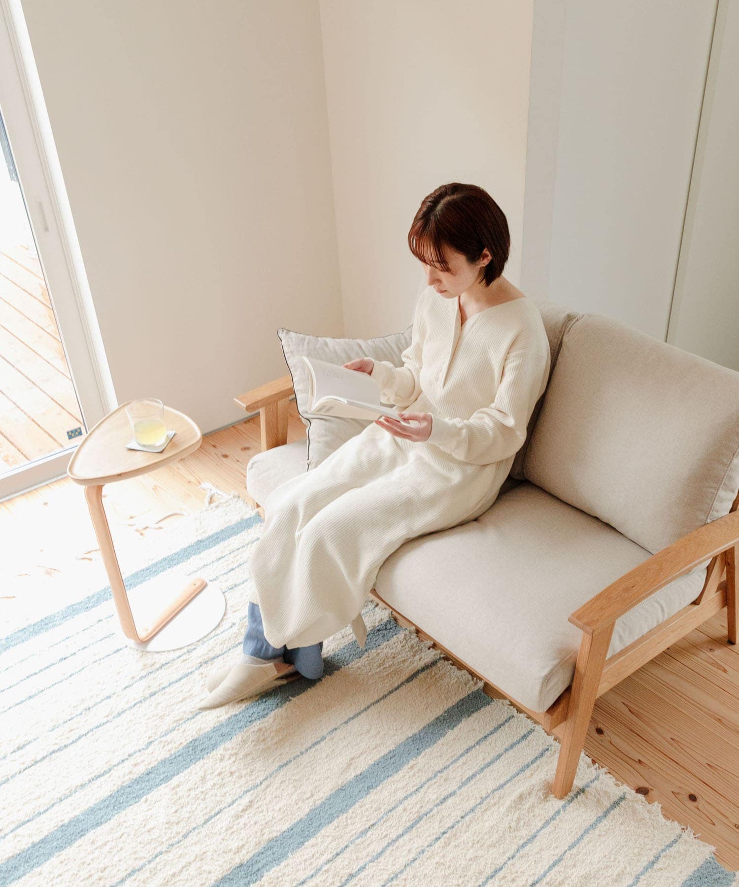 BOTHY　Modern Sofa 2P オーク無垢材 ベージュ 70