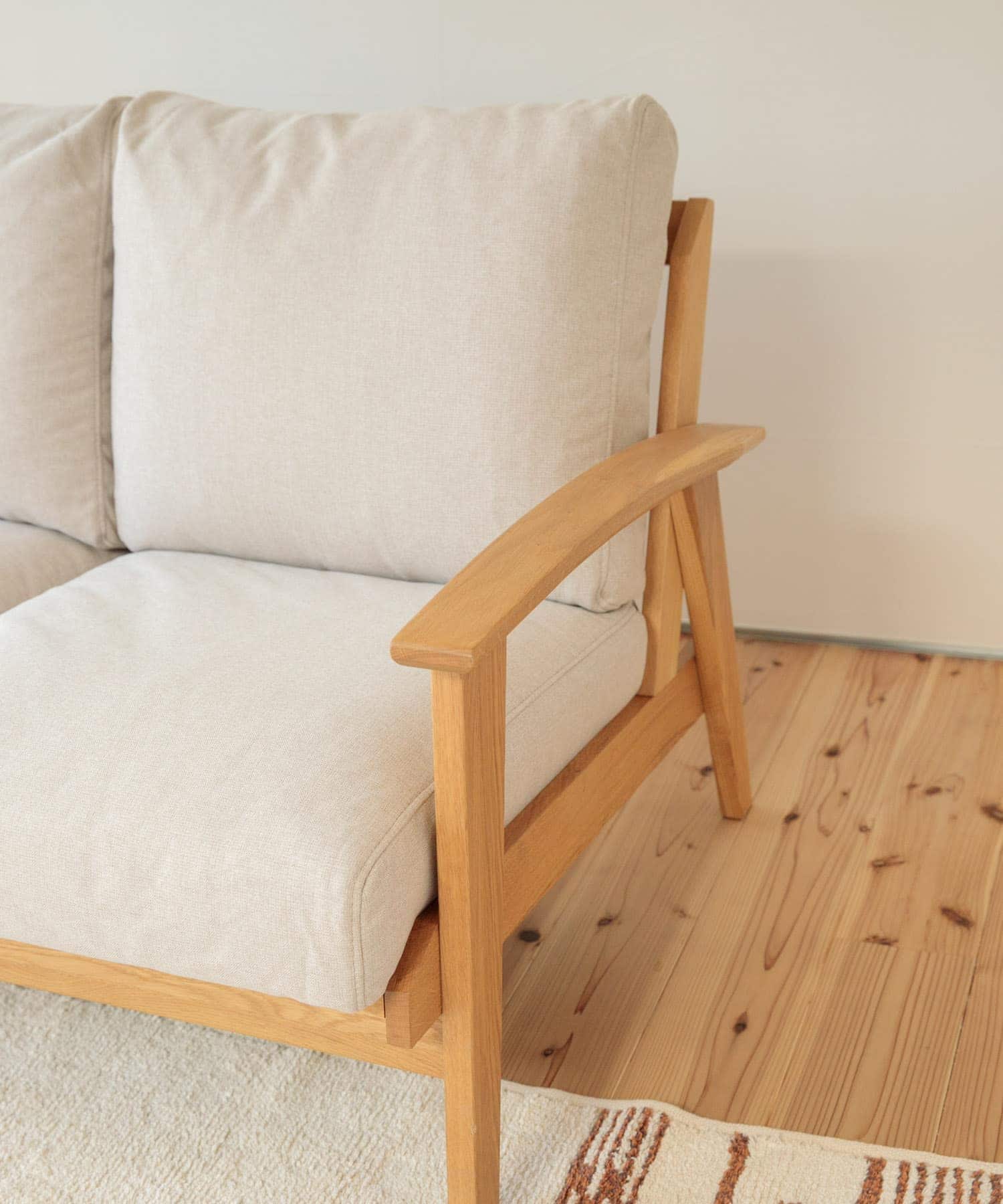 BOTHY　Modern Sofa 2P オーク無垢材 ベージュ 70