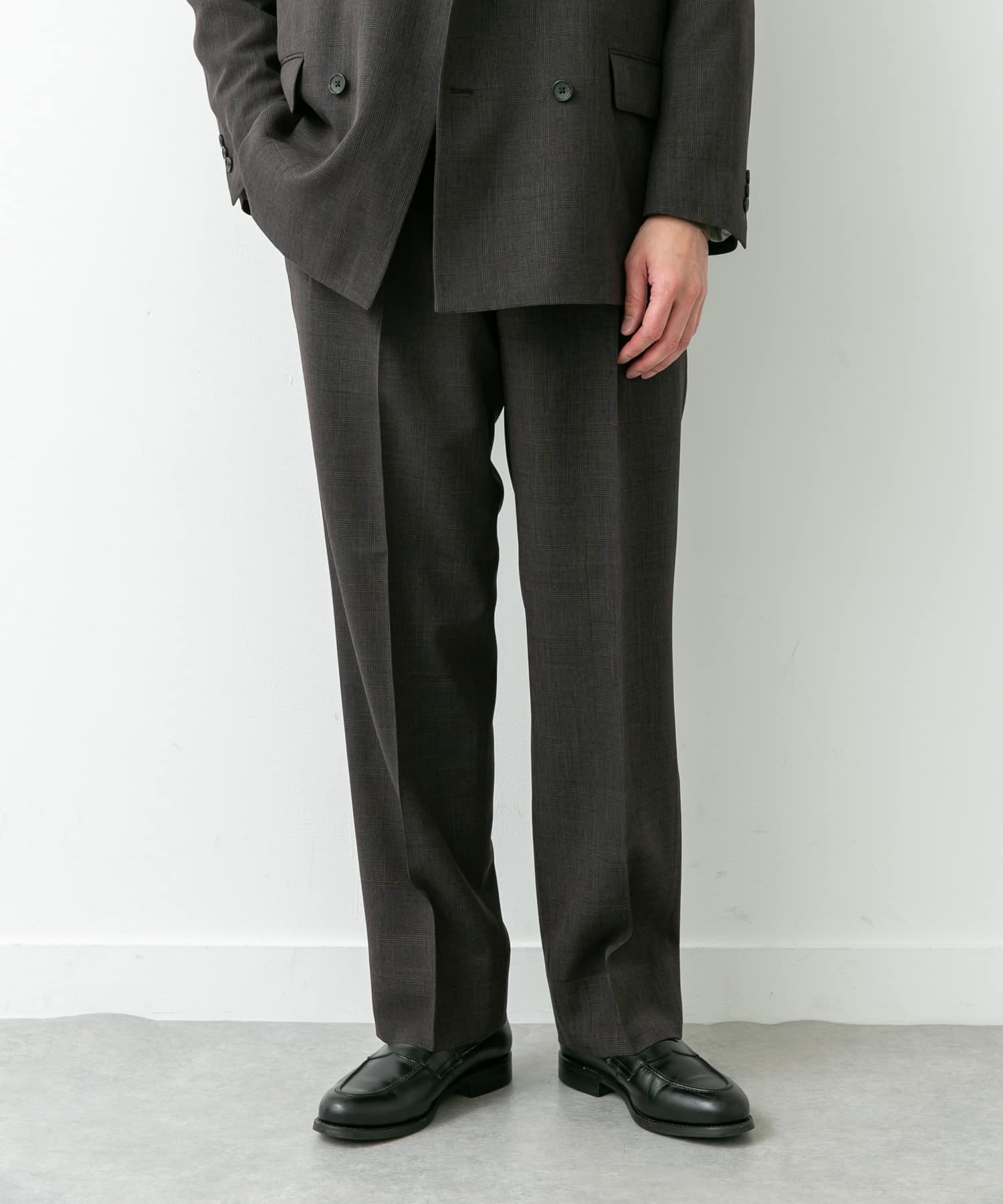 LIFE STYLE TAILOR　ウーリーノグレンチェック2タックパンツ