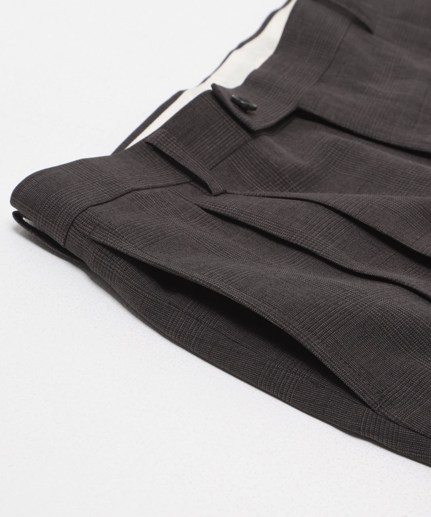 LIFE STYLE TAILOR　ウーリーノグレンチェック2タックパンツ BROWN-CH S