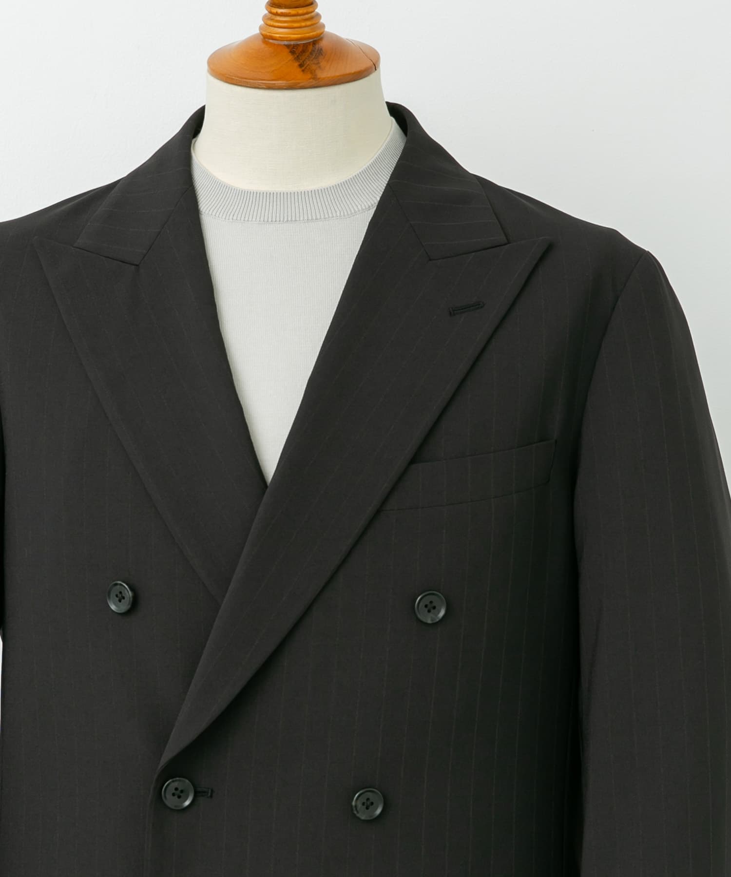 LIFE STYLE TAILOR　TRABESTストライプダブルジャケット BLACK-ST M