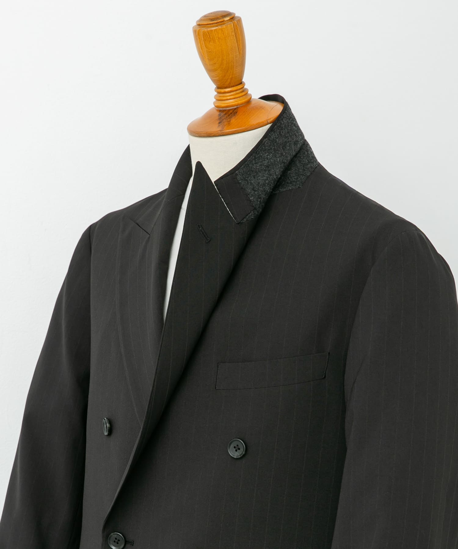 LIFE STYLE TAILOR　TRABESTストライプダブルジャケット BLACK-ST M