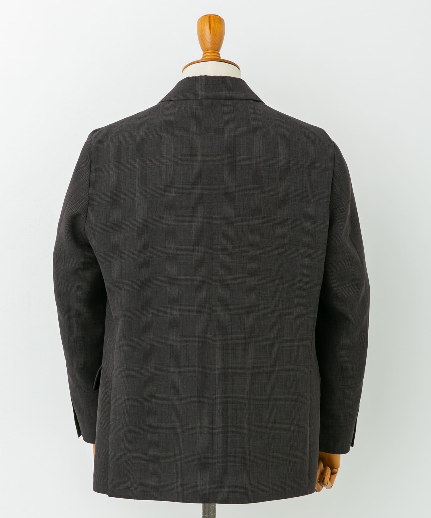 LIFE STYLE TAILOR　ウーリーノグレンチェックダブルジャケット BROWN-CH M