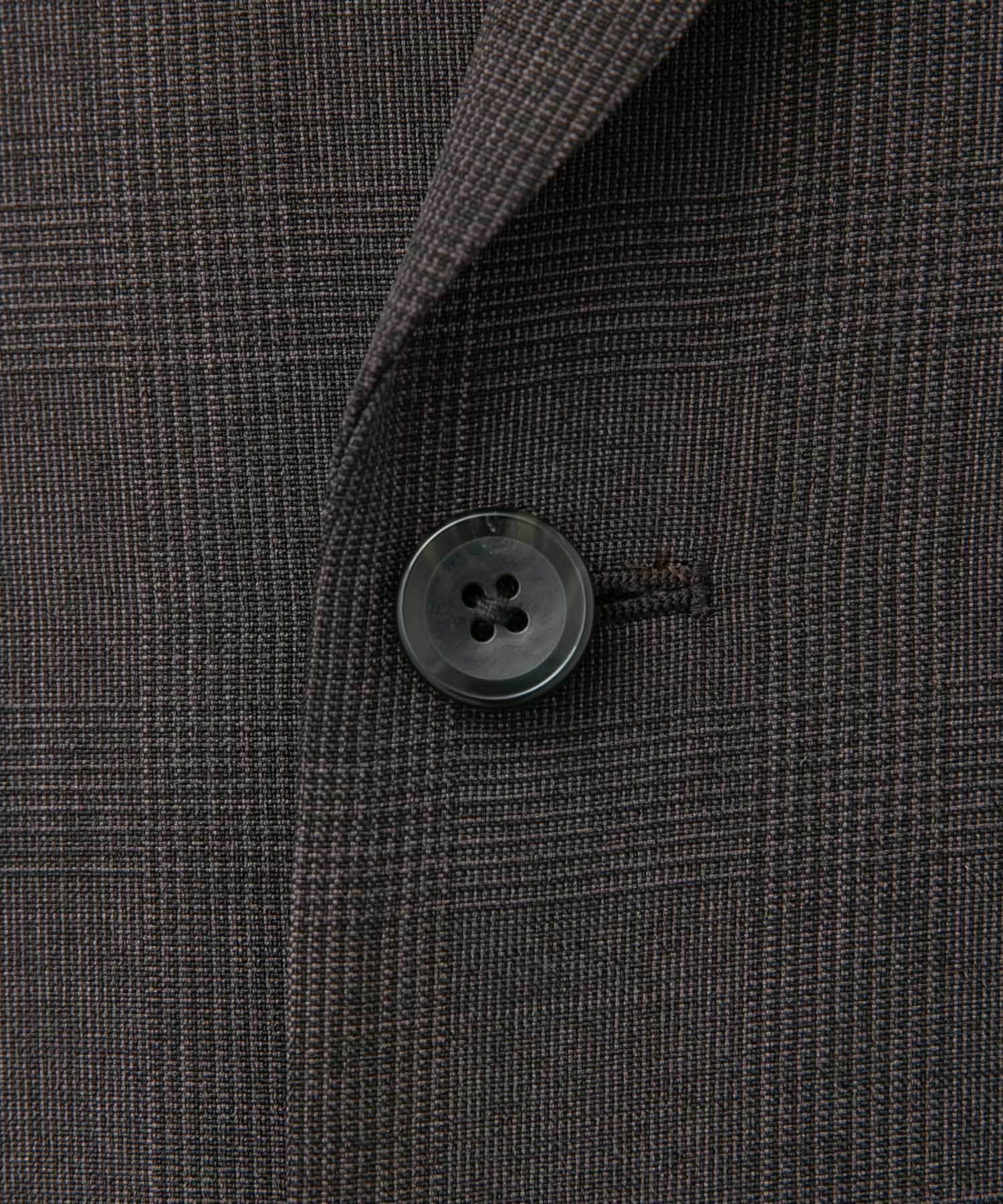 LIFE STYLE TAILOR　ウーリーノグレンチェックダブルジャケット BROWN-CH M