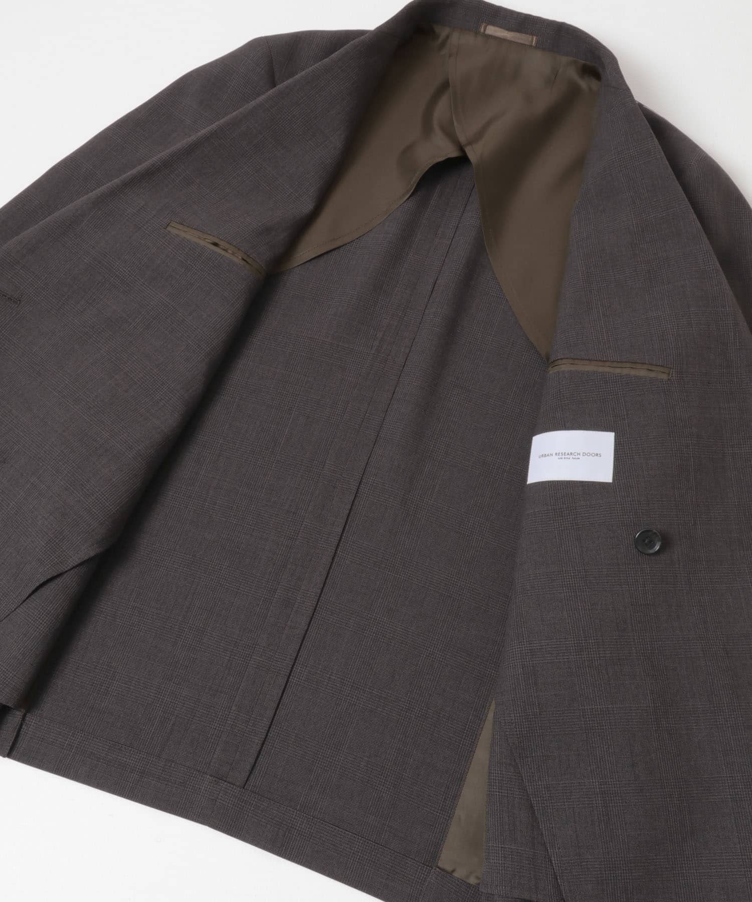 LIFE STYLE TAILOR　ウーリーノグレンチェックダブルジャケット BROWN-CH S