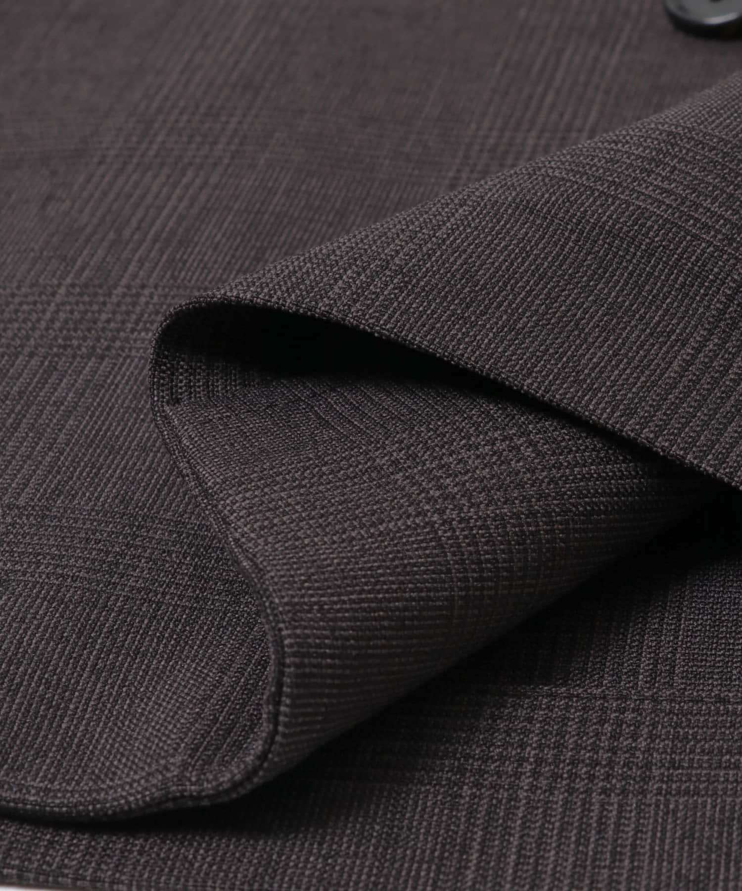 LIFE STYLE TAILOR　ウーリーノグレンチェックダブルジャケット BROWN-CH S