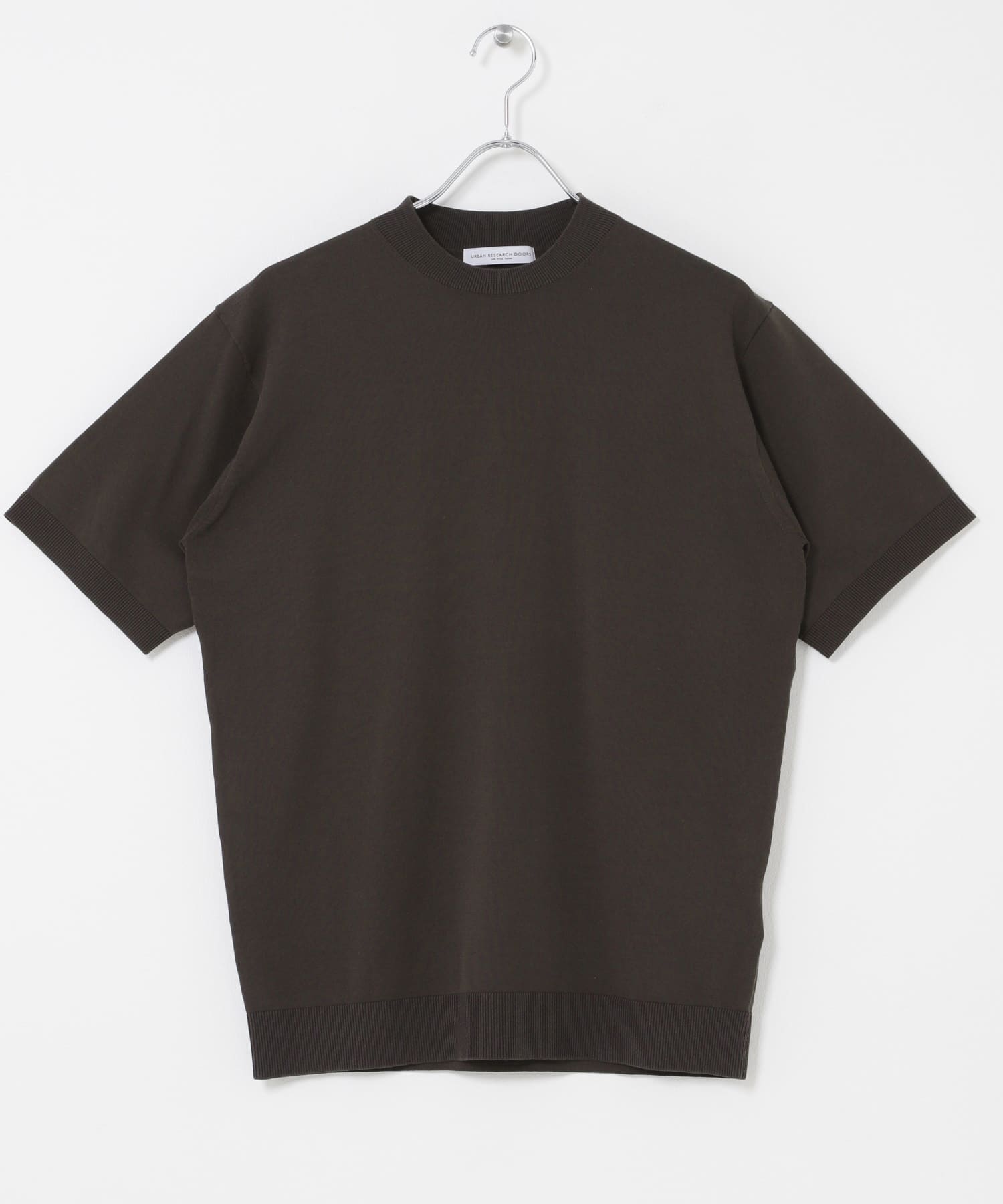 LIFE STYLE TAILOR　ハイゲージクルーネック半袖ニット GRAY BROWN M