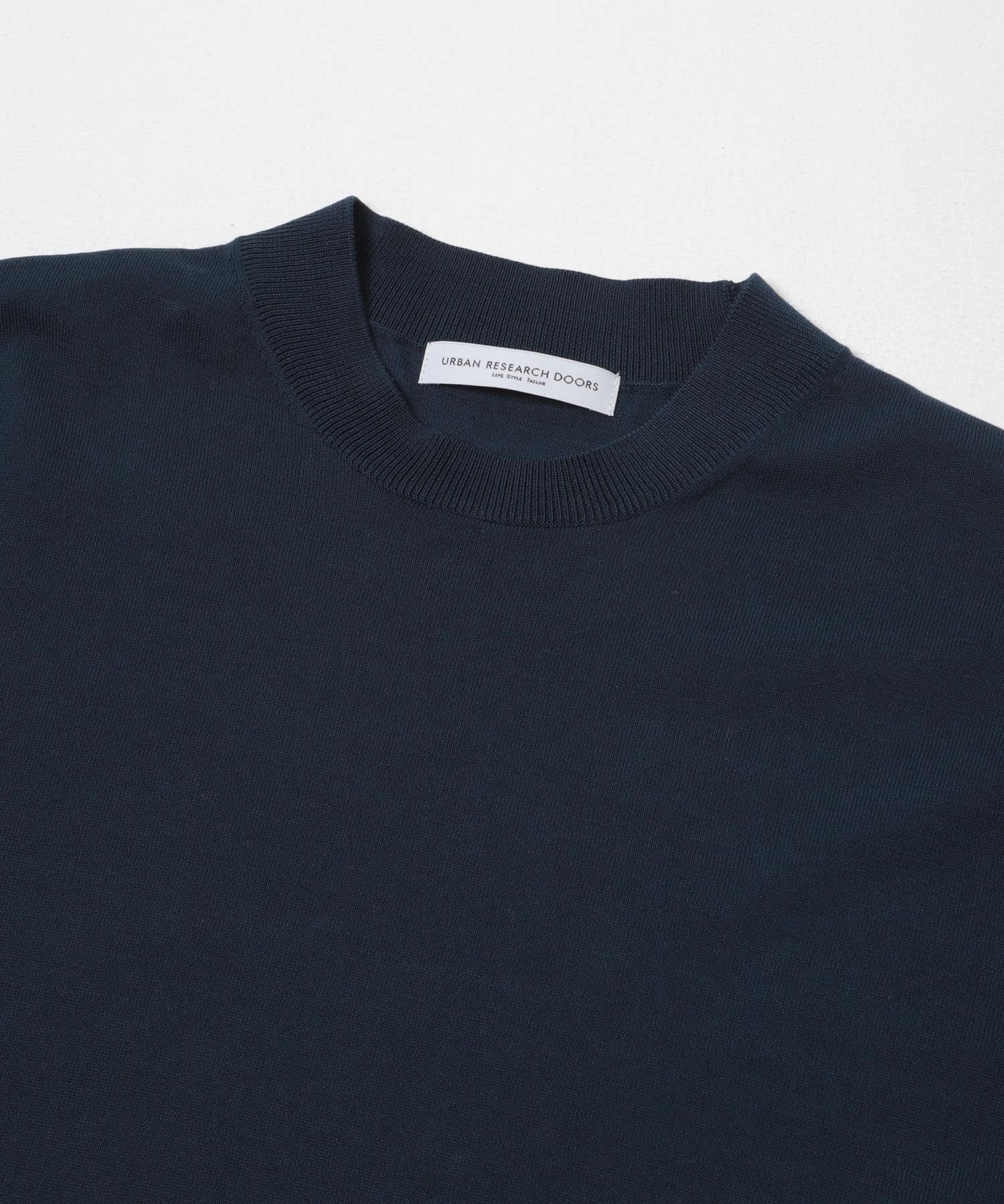 LIFE STYLE TAILOR　ハイゲージクルーネック半袖ニット NAVY BLUE M