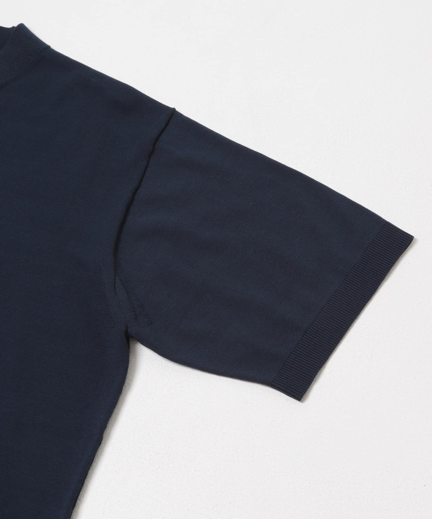 LIFE STYLE TAILOR　ハイゲージクルーネック半袖ニット NAVY BLUE M